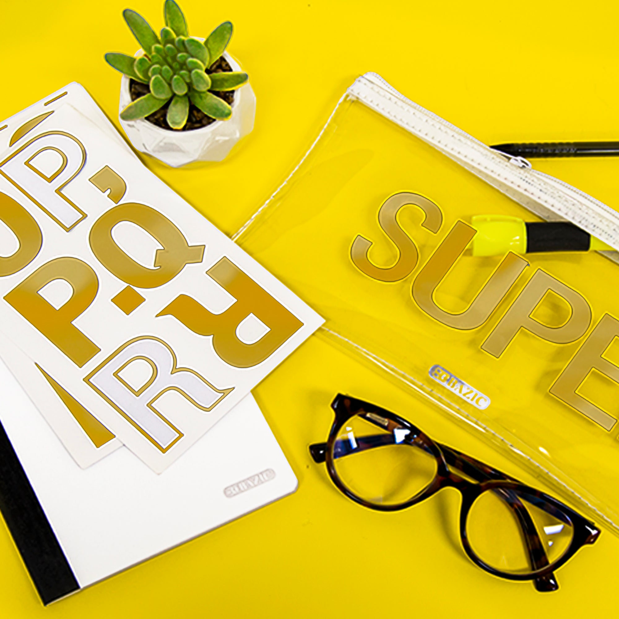 2" Gold Metallic Color Alphabet & Numbers Stickers (72/Pack)