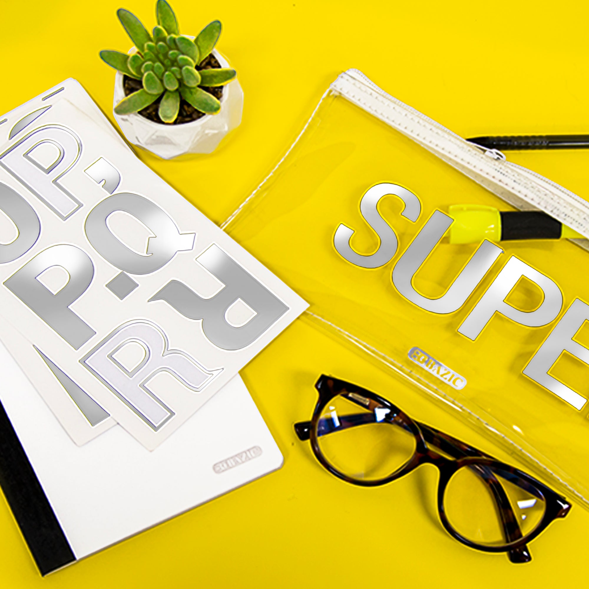 2" Silver Metallic Color Alphabet & Numbers Stickers (72/Pack)