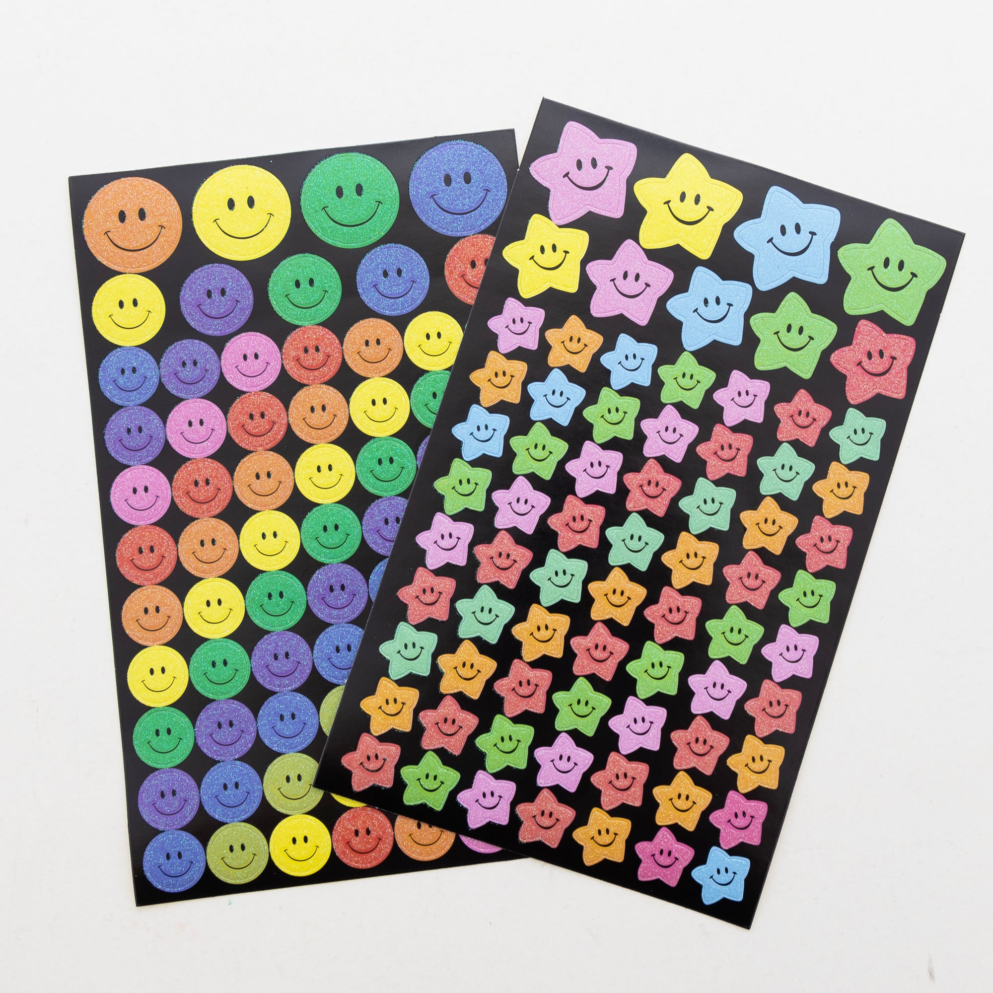 Glitter Stickers, Smiley Faces & Stars, 144 Count
