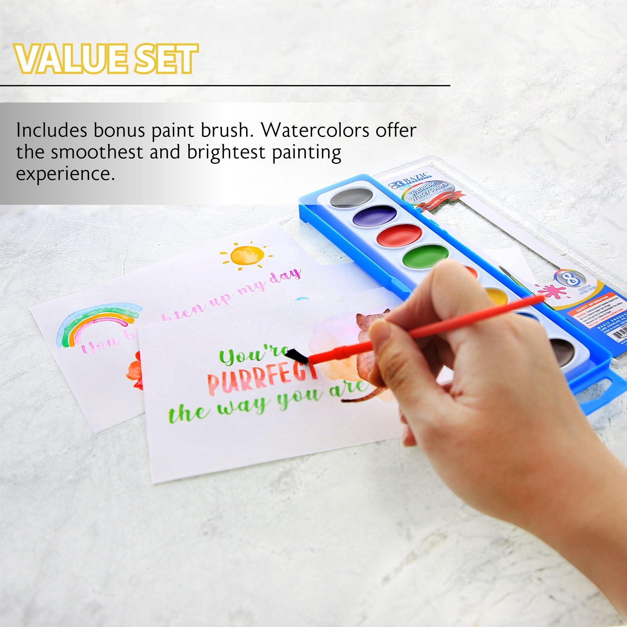 8 Ct. Semi Moist Watercolor w/ Brush