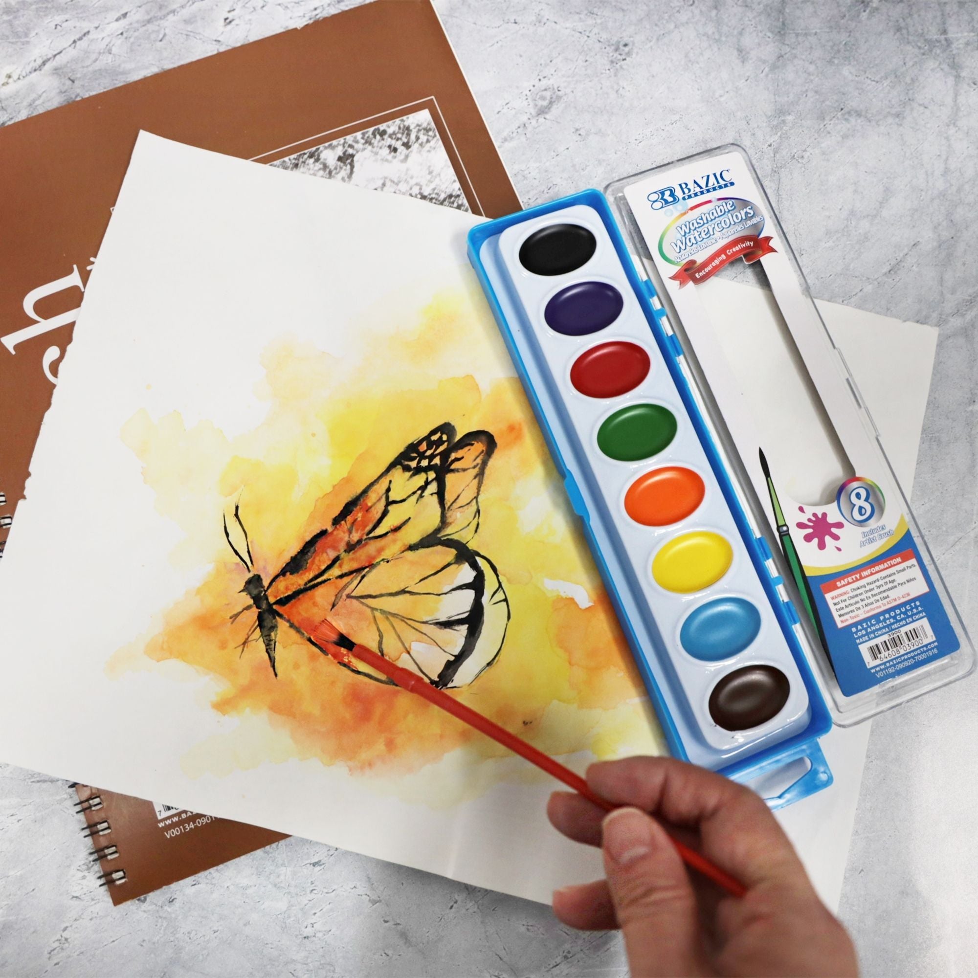 8 Ct. Semi Moist Watercolor w/ Brush