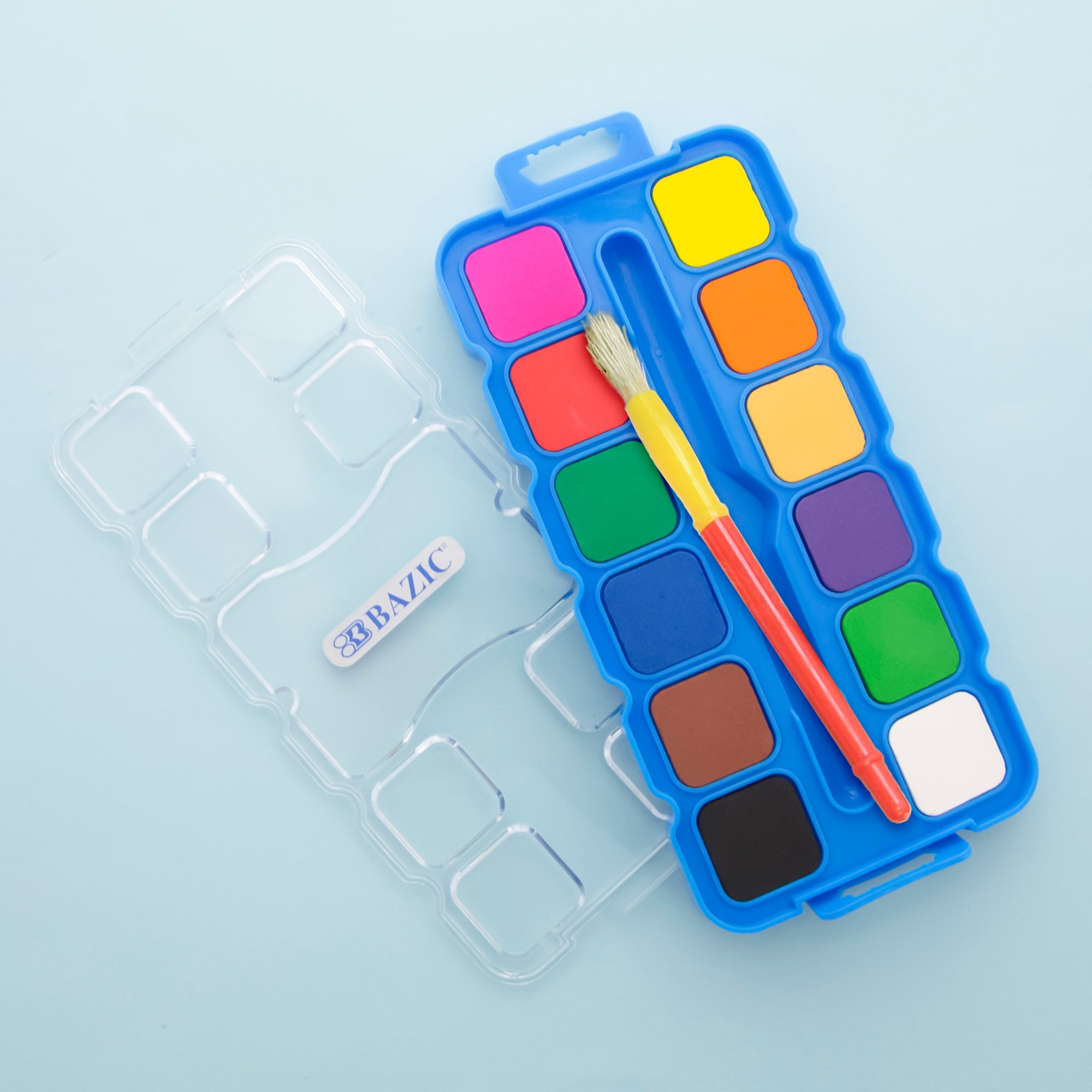 12 Color Watercolor Set, with Brush and Mixing Palette