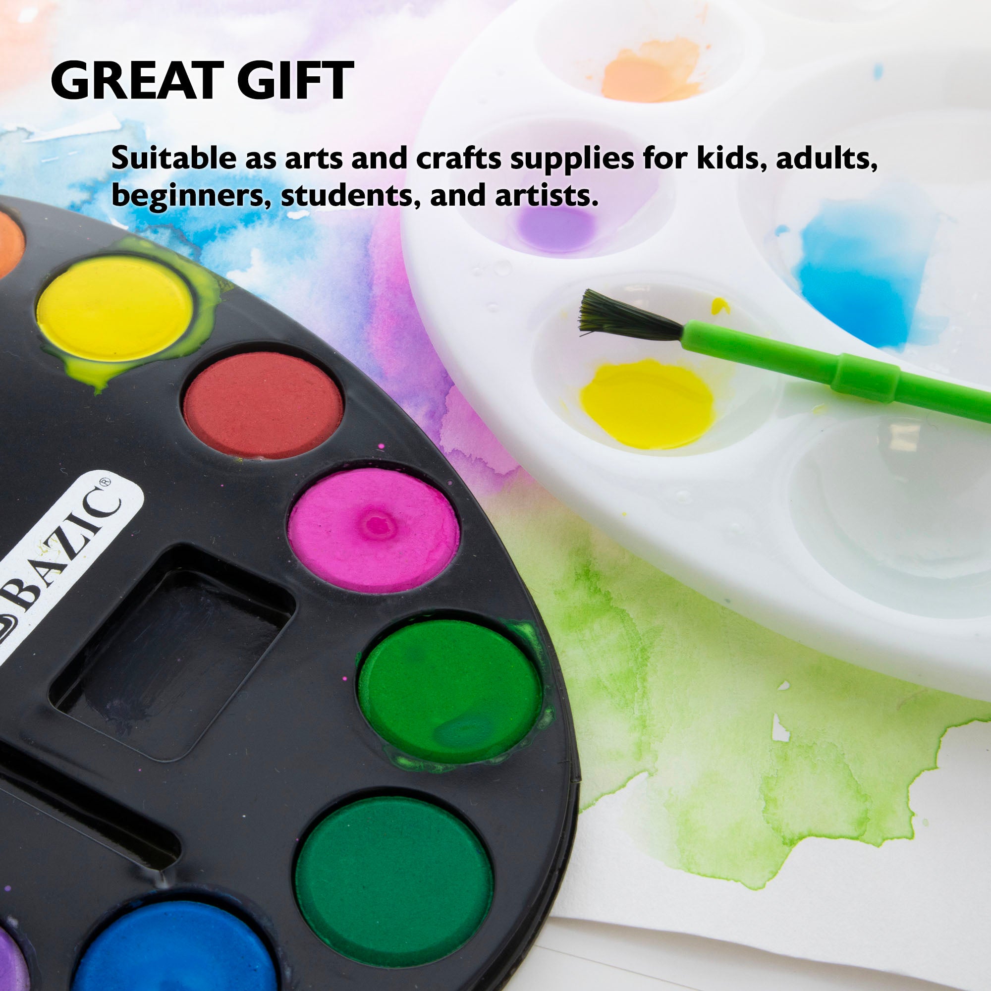 12 Color Watercolor Set, with Brush, for Kids School Art