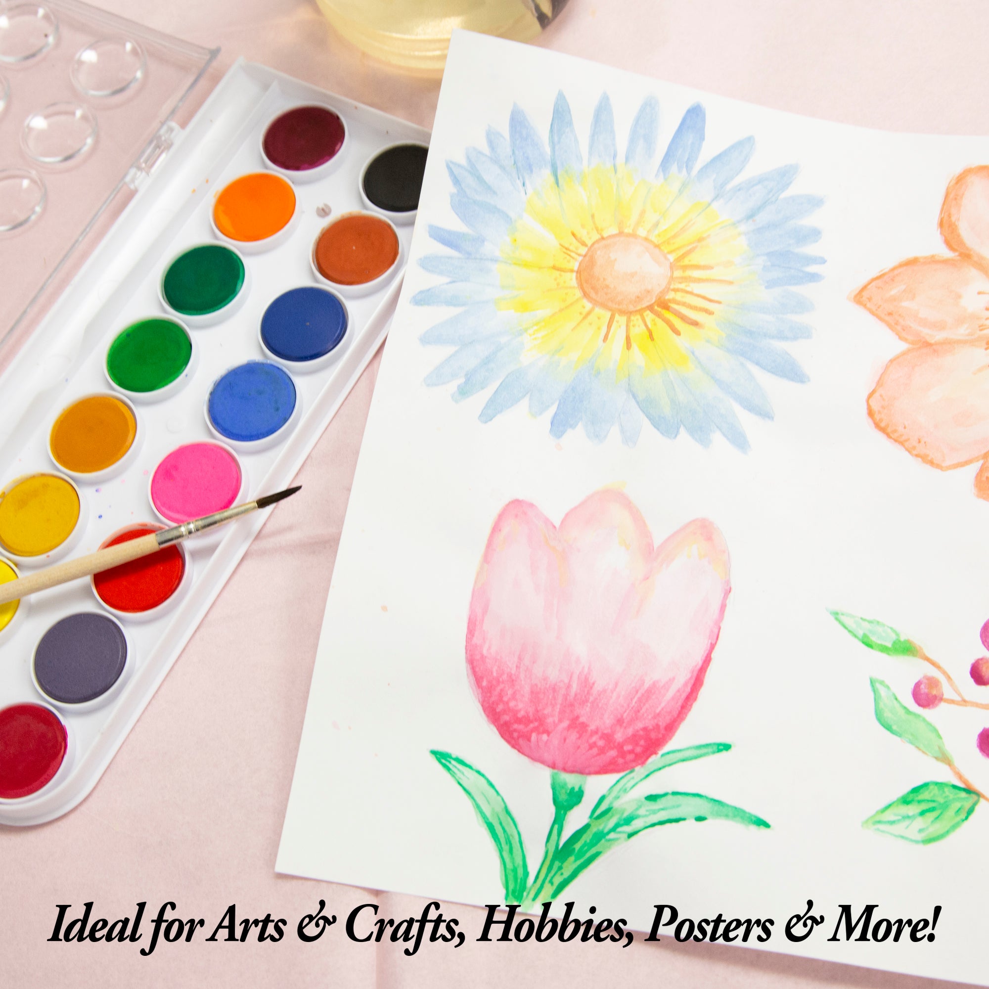 16 Color Watercolor Set, with Brush, for Kids School Art