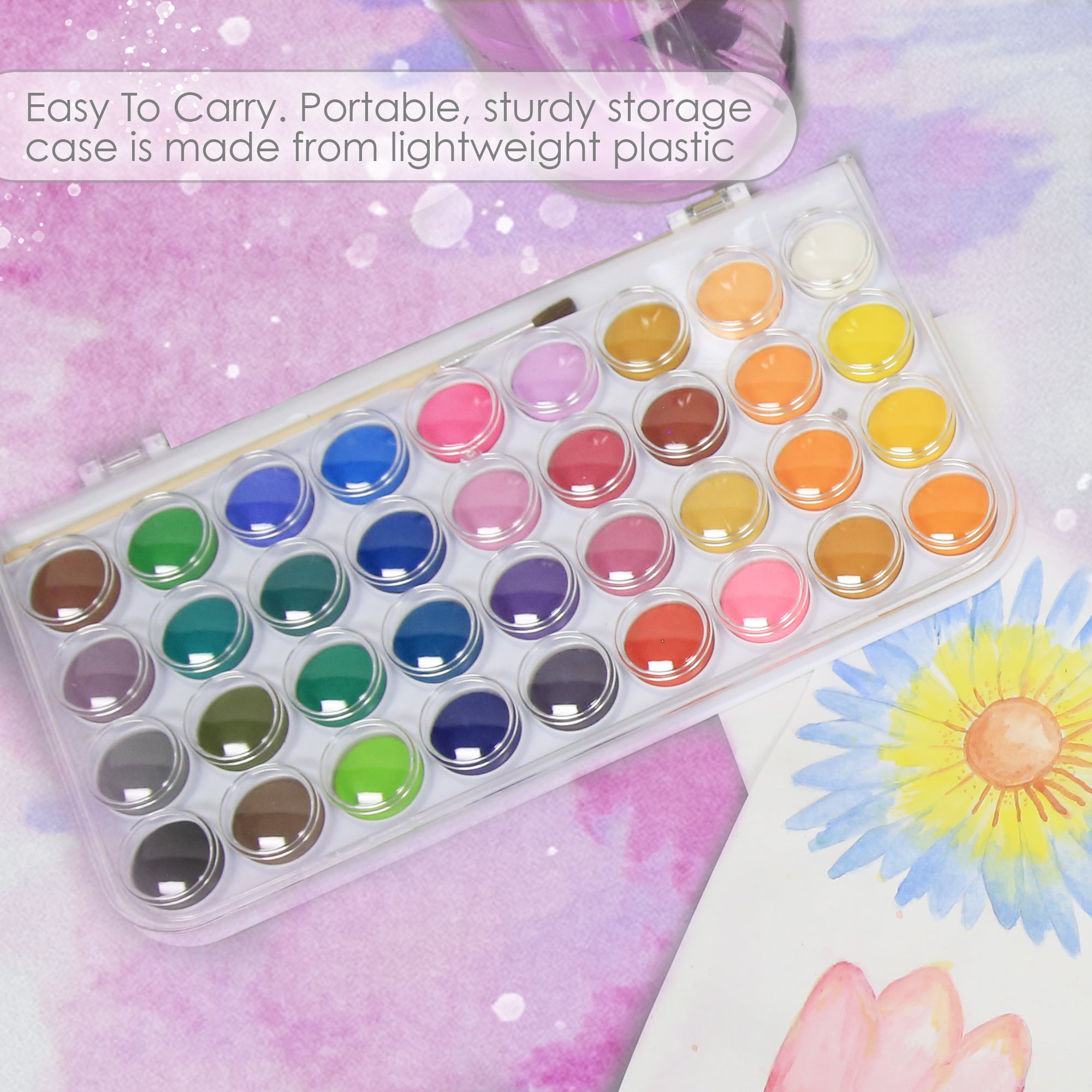 36 Color Watercolor Set, with Brush, for Kids School Art