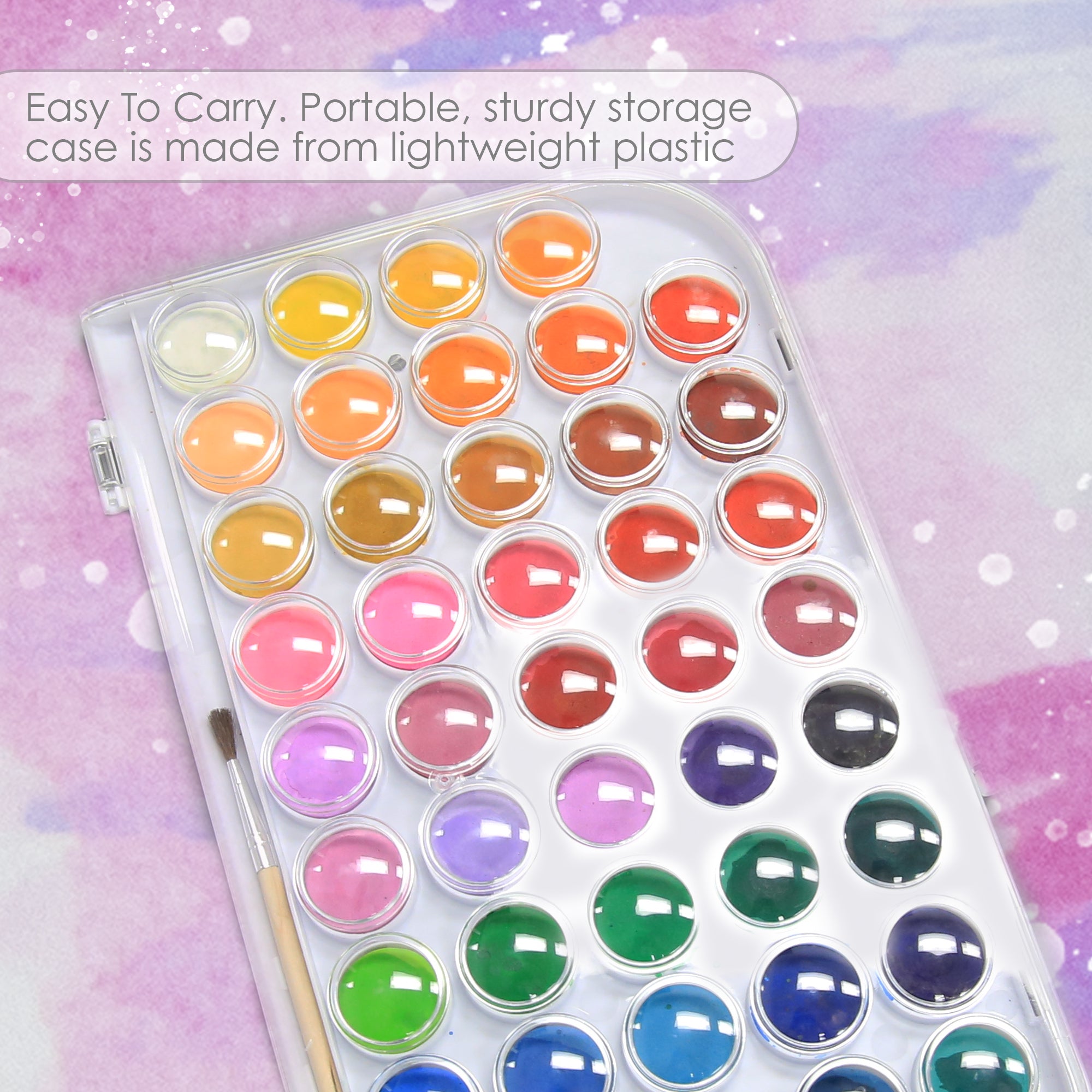 48 Color Watercolor Set, with Brush, for Kids School Art