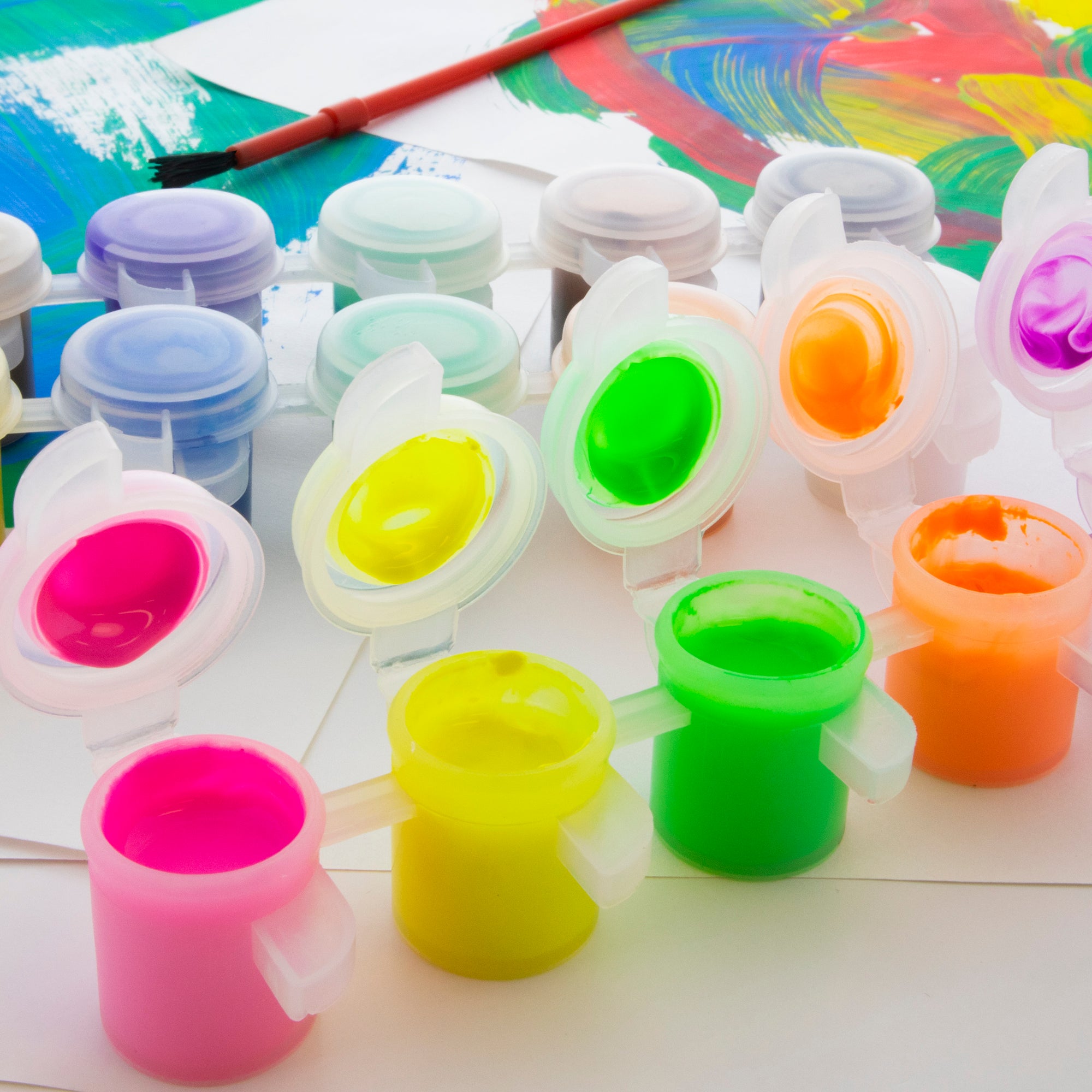 18 Color Kids' Paint, 0.17 fl oz Each, with Brush