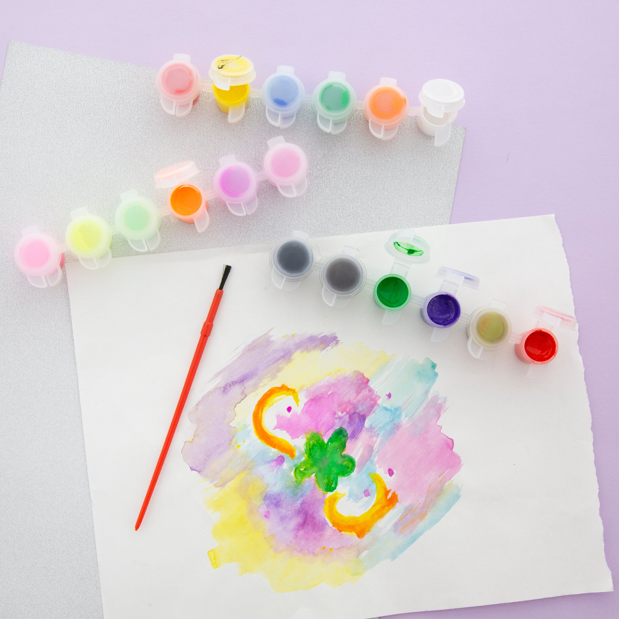 18 Color Kids' Paint, 0.17 fl oz Each, with Brush