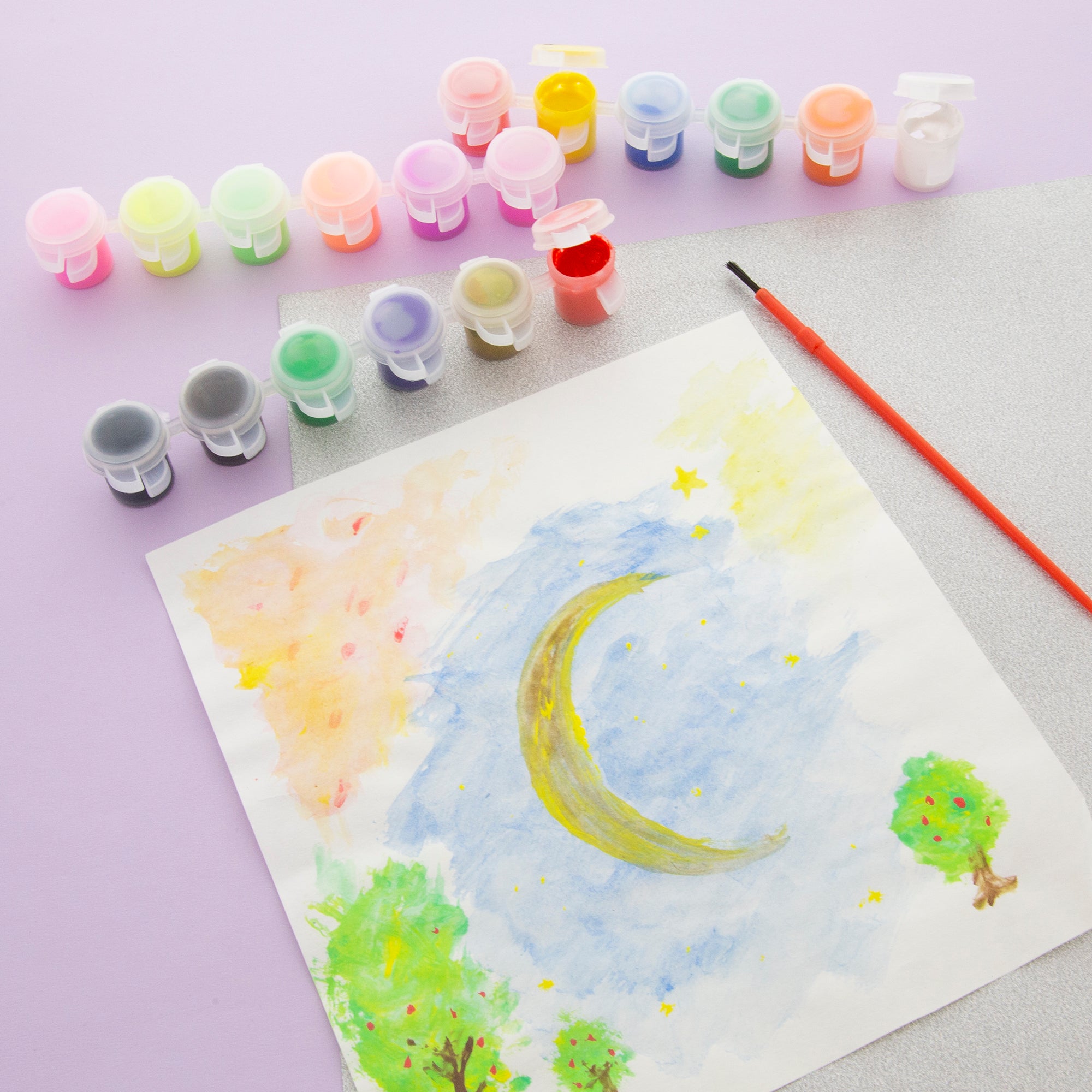 18 Color Kids' Paint, 0.17 fl oz Each, with Brush