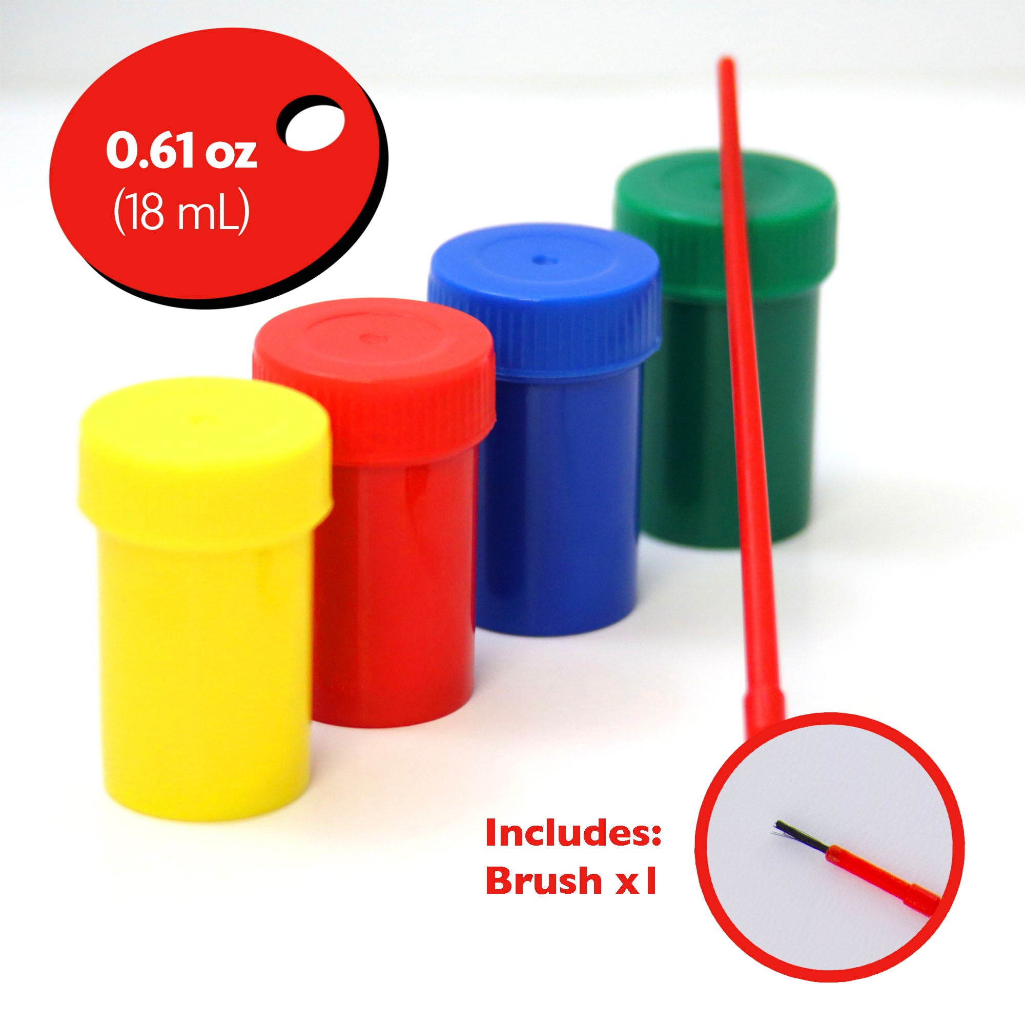 4 Color Poster Paint, 0.61 fl oz Each, with Brush