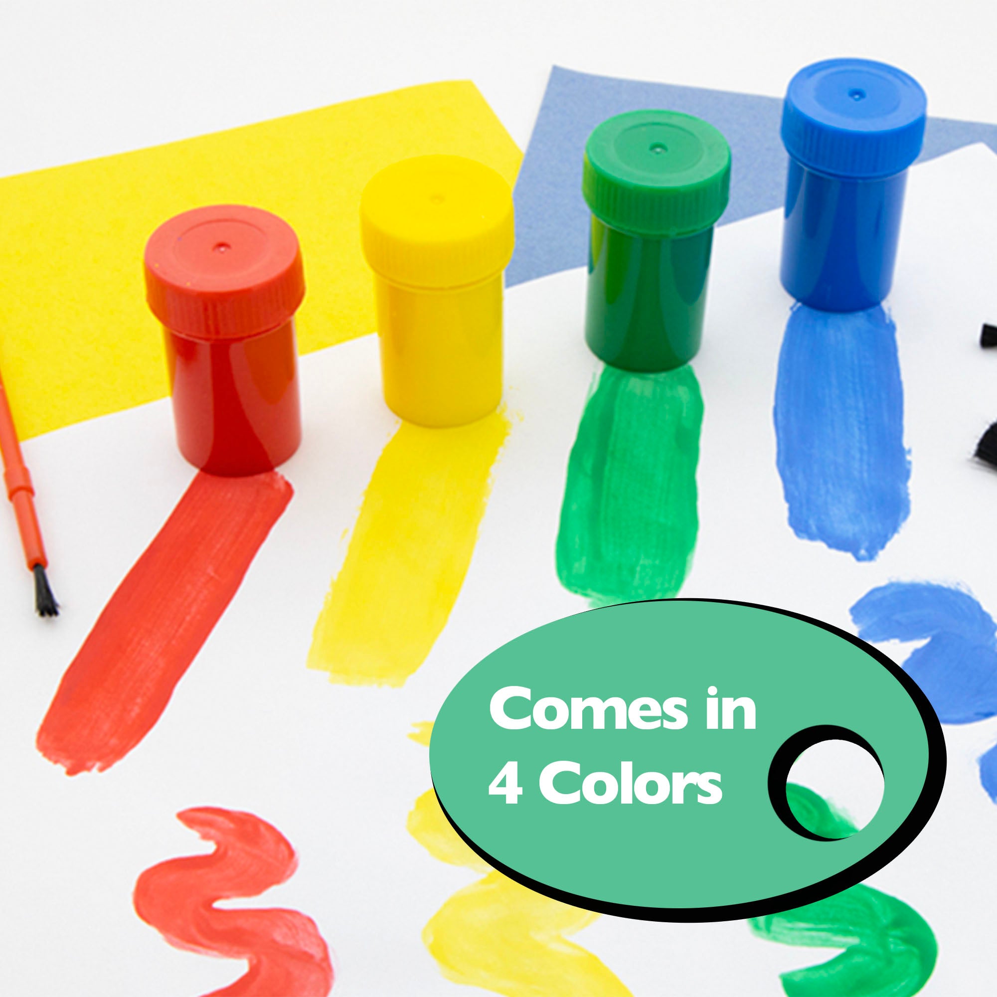 4 Color Poster Paint, 0.61 fl oz Each, with Brush