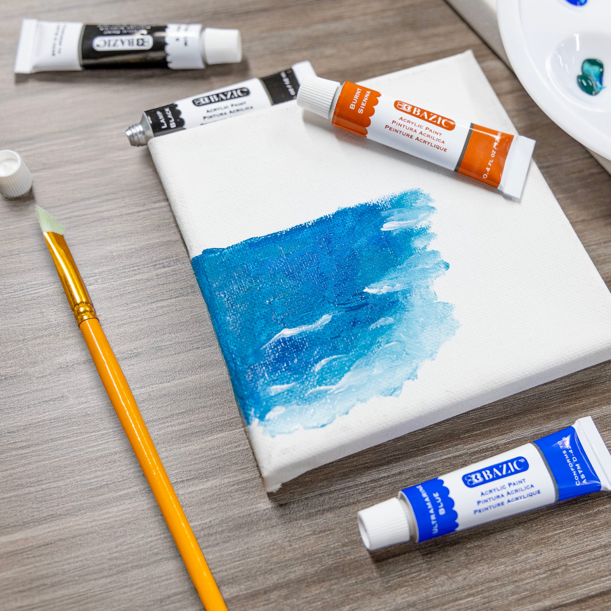8 Color Acrylic Paint, 0.4 fl oz Each, Built-In Palette Tray