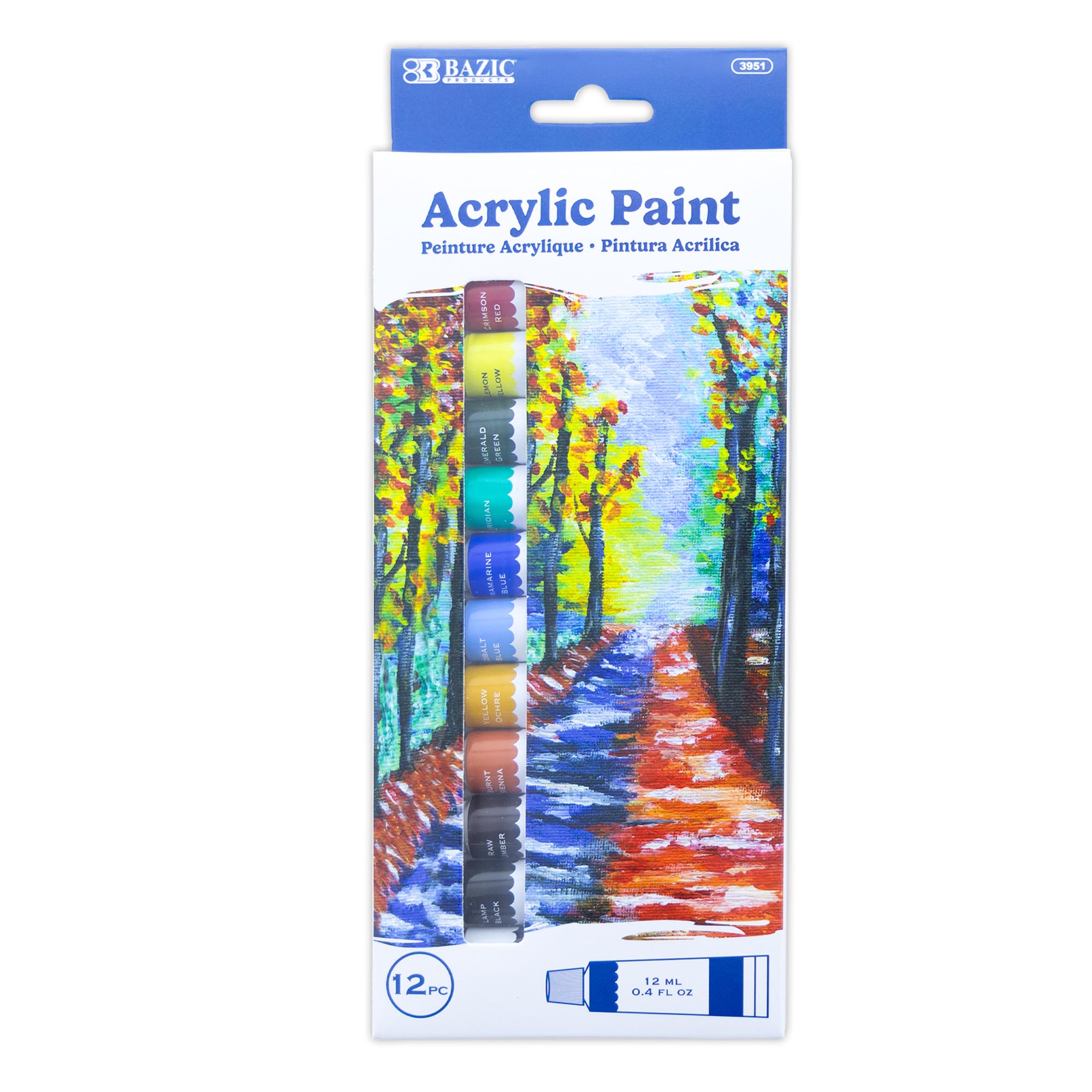 12 Color Acrylic Paint, 0.4 fl oz Each, for Kids Crafts Art