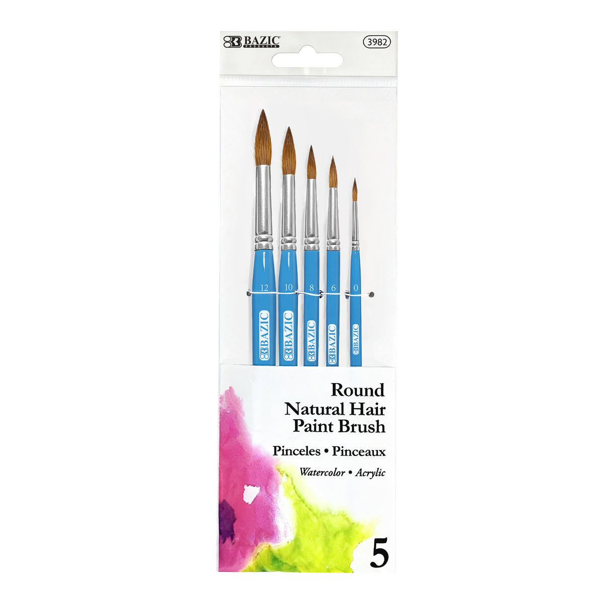 Round Natural Hair Paint Brush Set