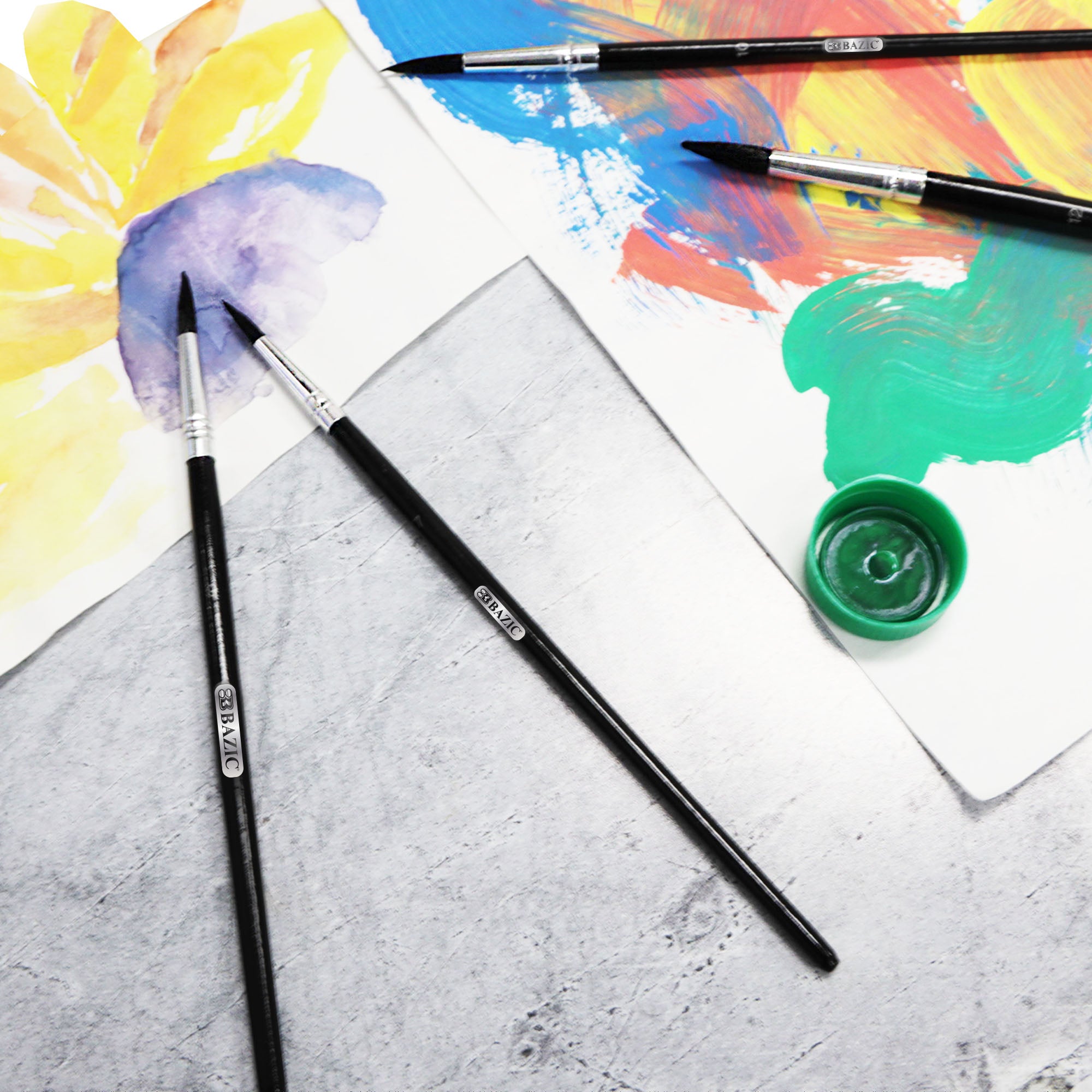 Round Natural Hair Paint Brush (12/Pack)