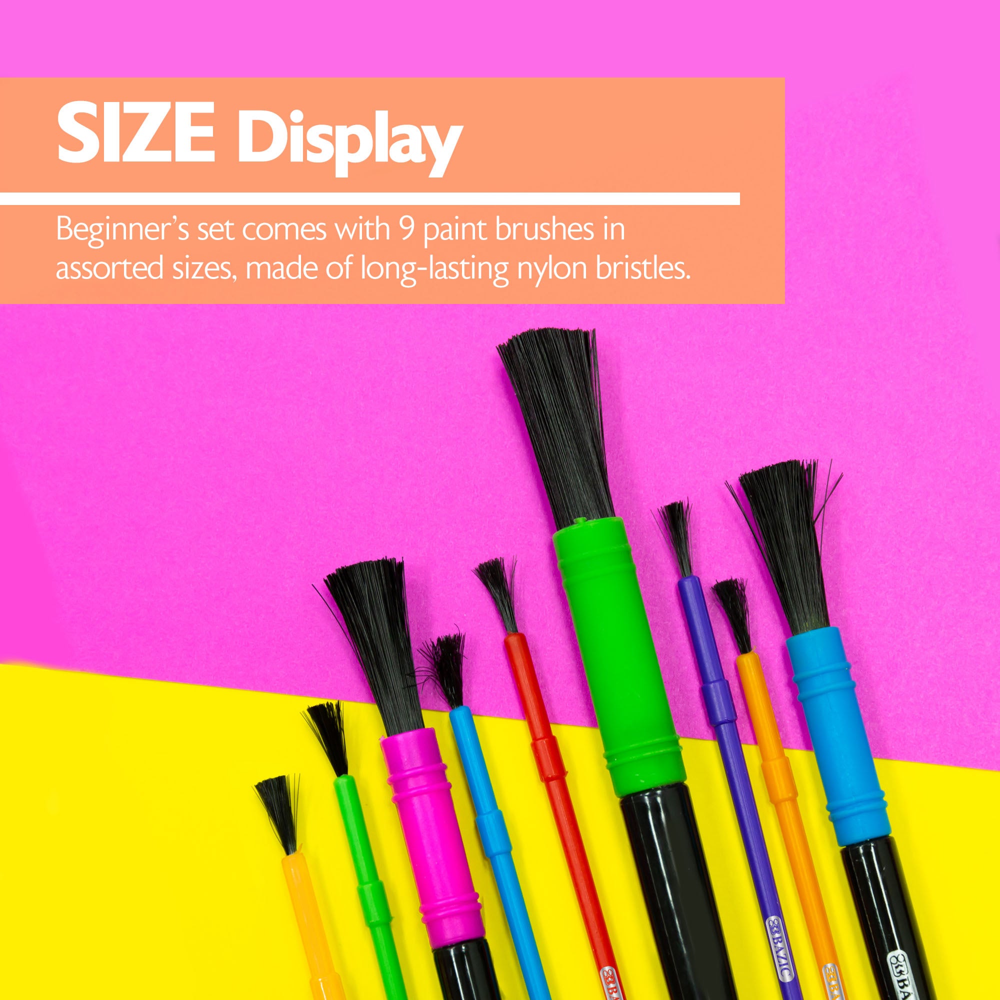 Kids' Paint Brush Set, 9 Count, for Painting Art Crafts