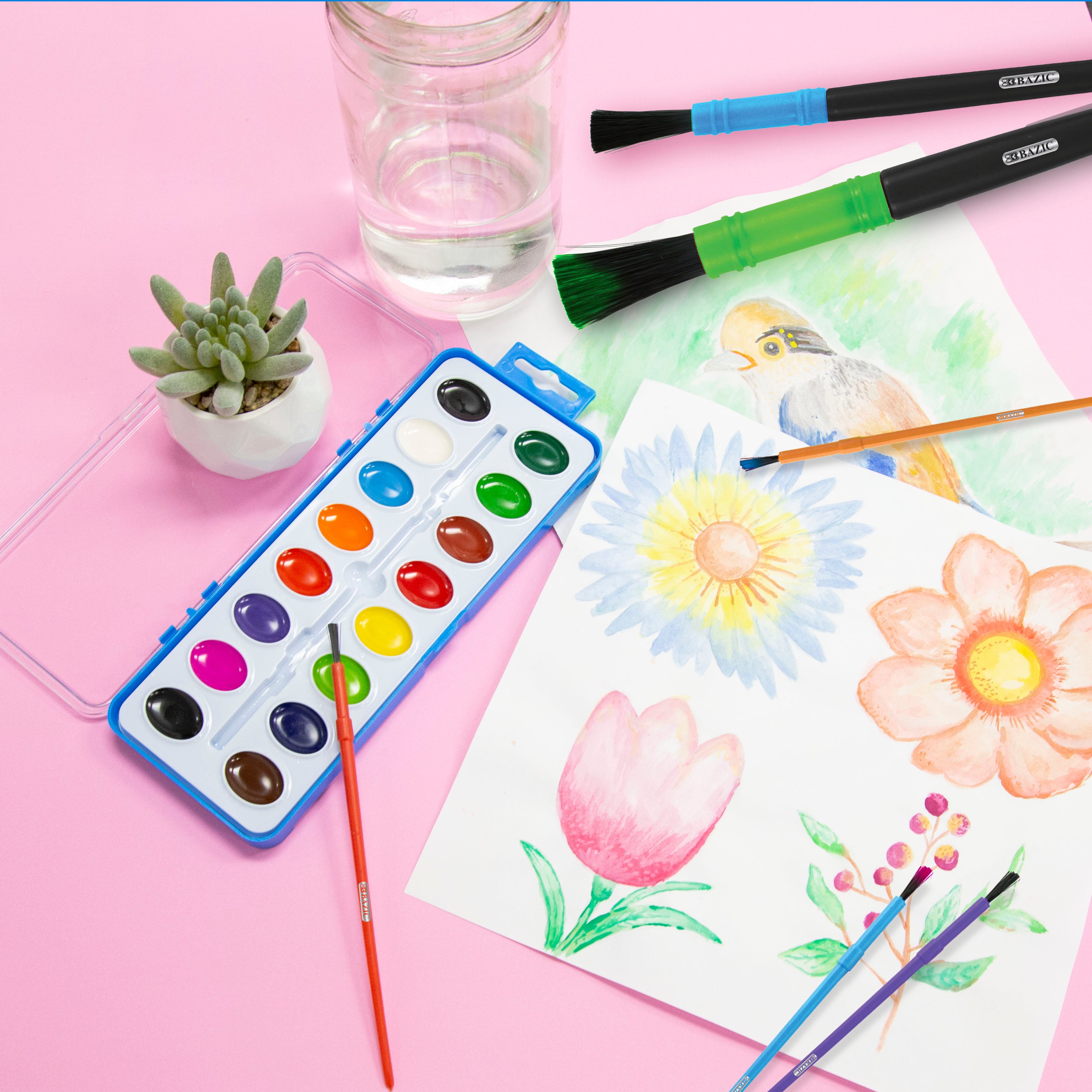 Kids' Paint Brush Set, 9 Count, for Painting Art Crafts