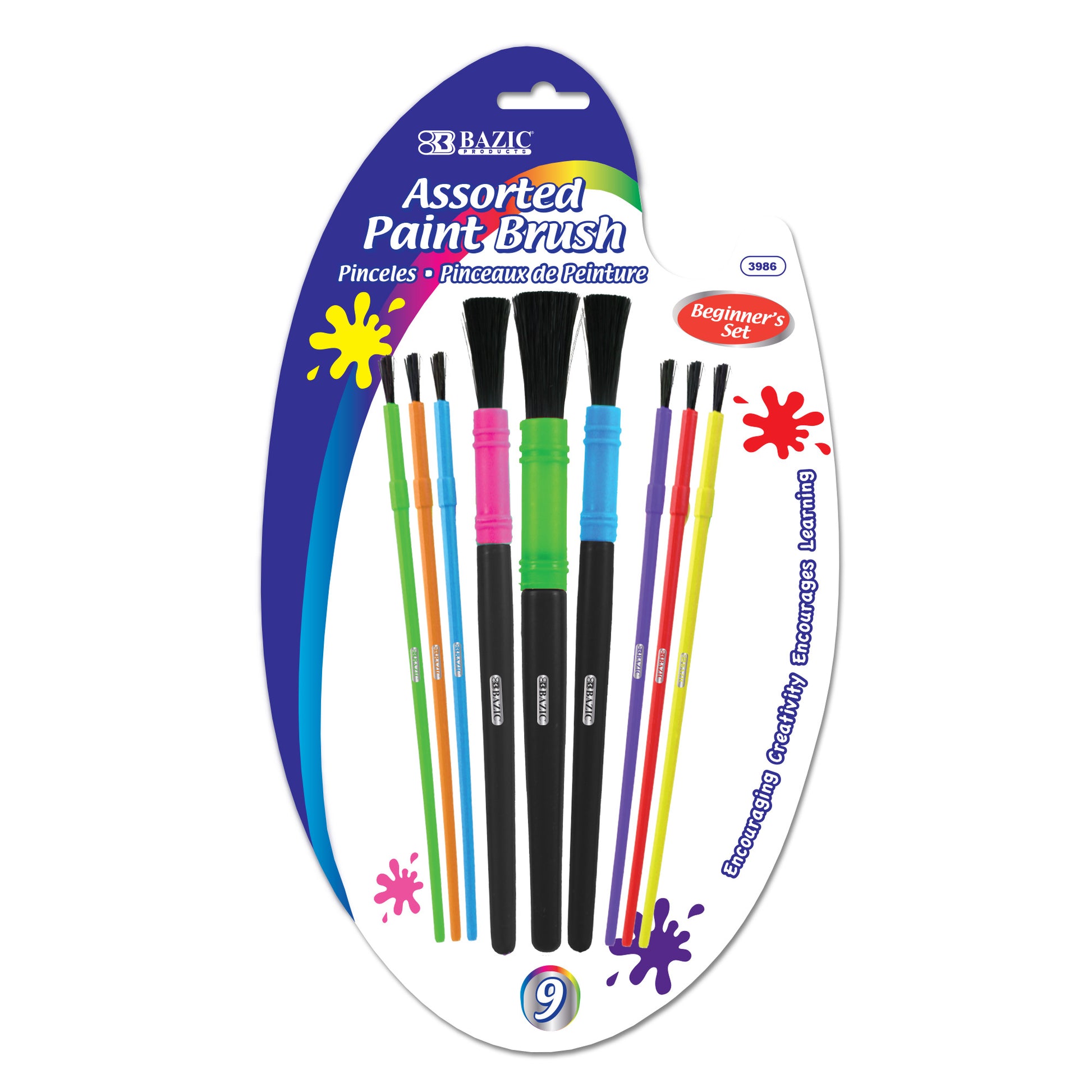 Asst. Size Kid's Paint Brush Set (9/Pack)