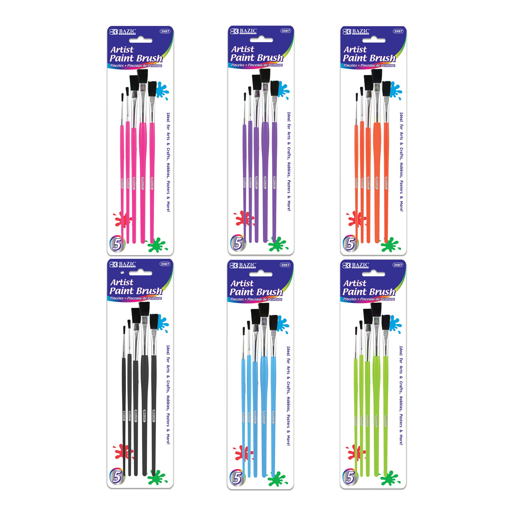 Asst. Size Kid's Paint Brush Set (5/Pack)