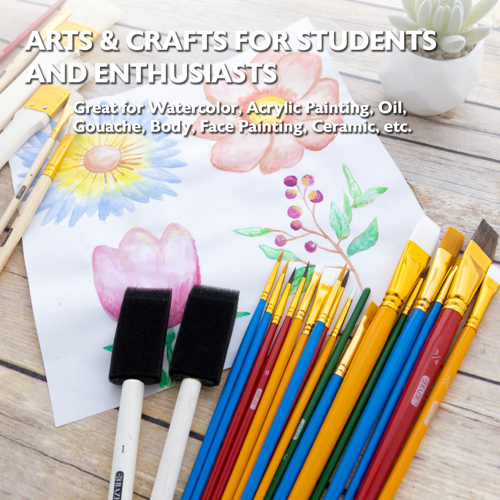 All Purpose Brush Set, 25 Count, for Painting Art Crafts