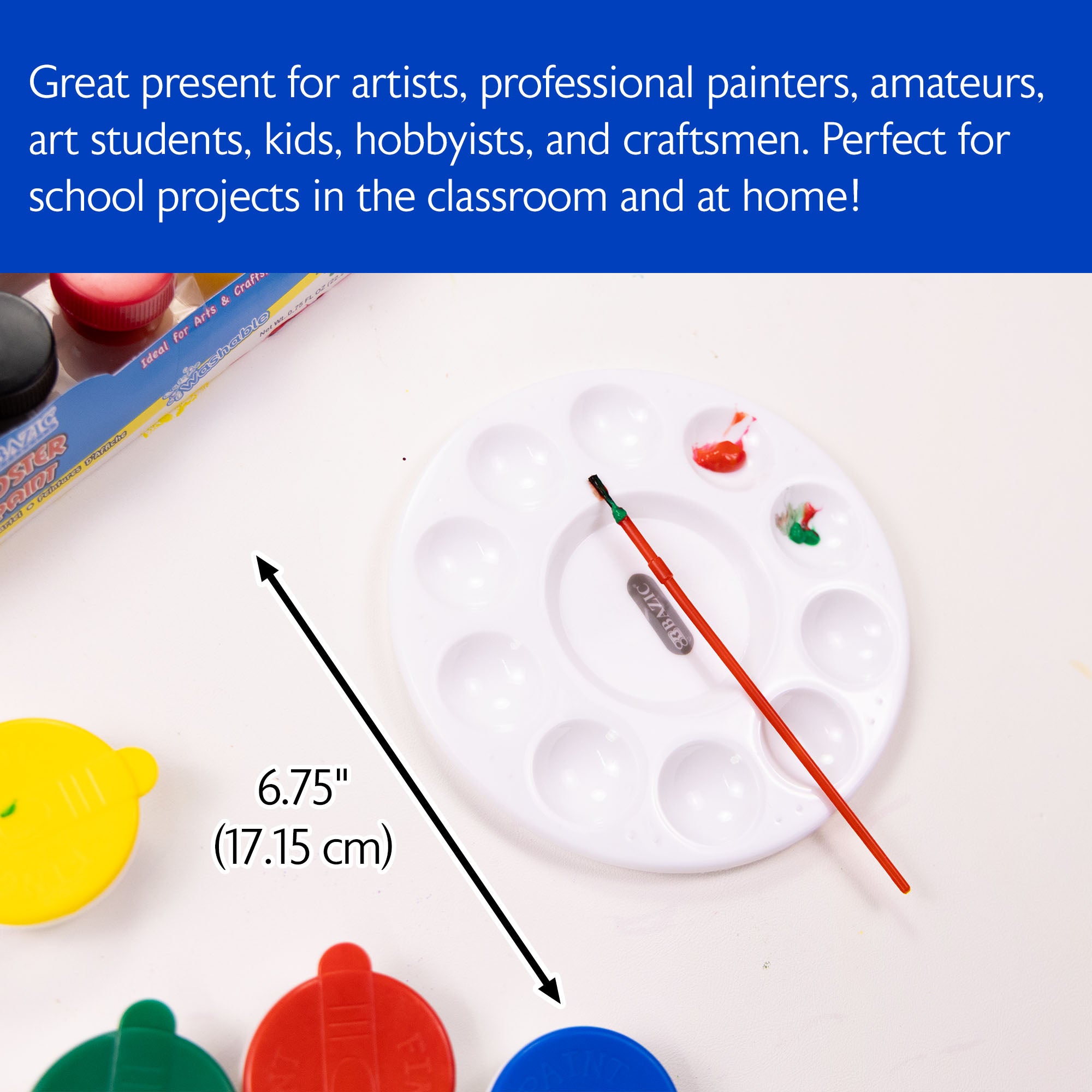Round Paint Mixing Palette, 10 Wells