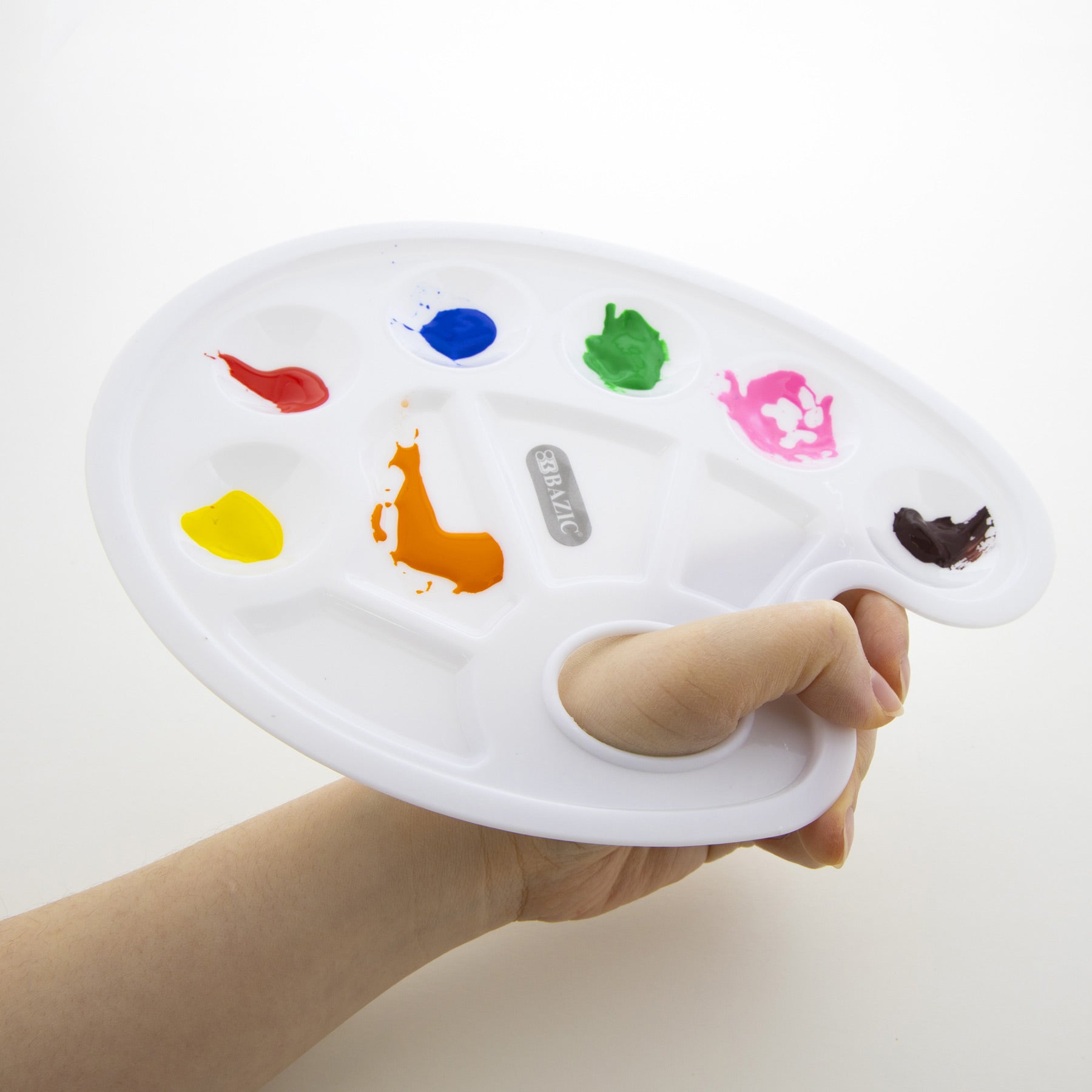 Oval Paint Mixing Palette, 10 Wells with Thumb Hole