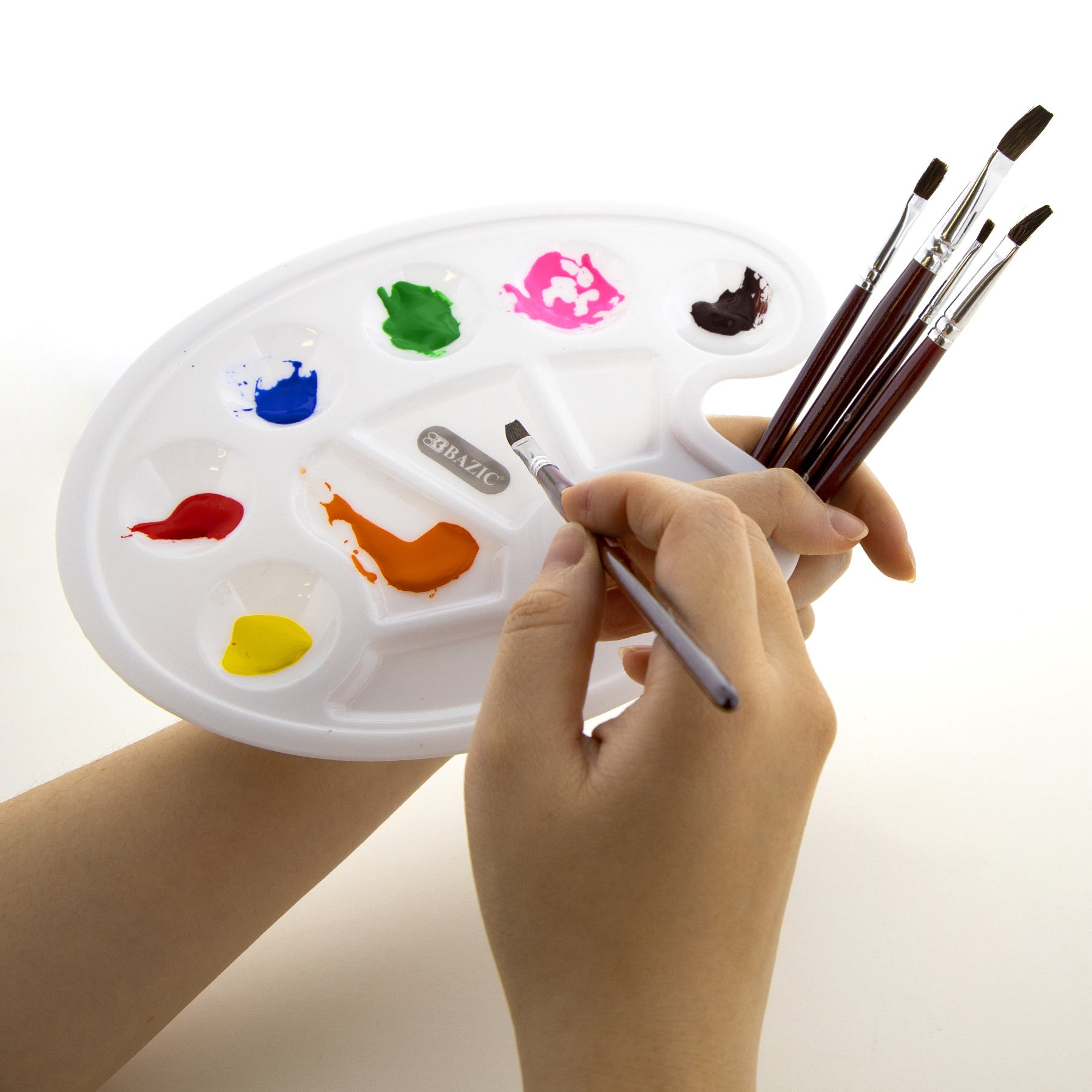 Oval Paint Mixing Palette, 10 Wells with Thumb Hole
