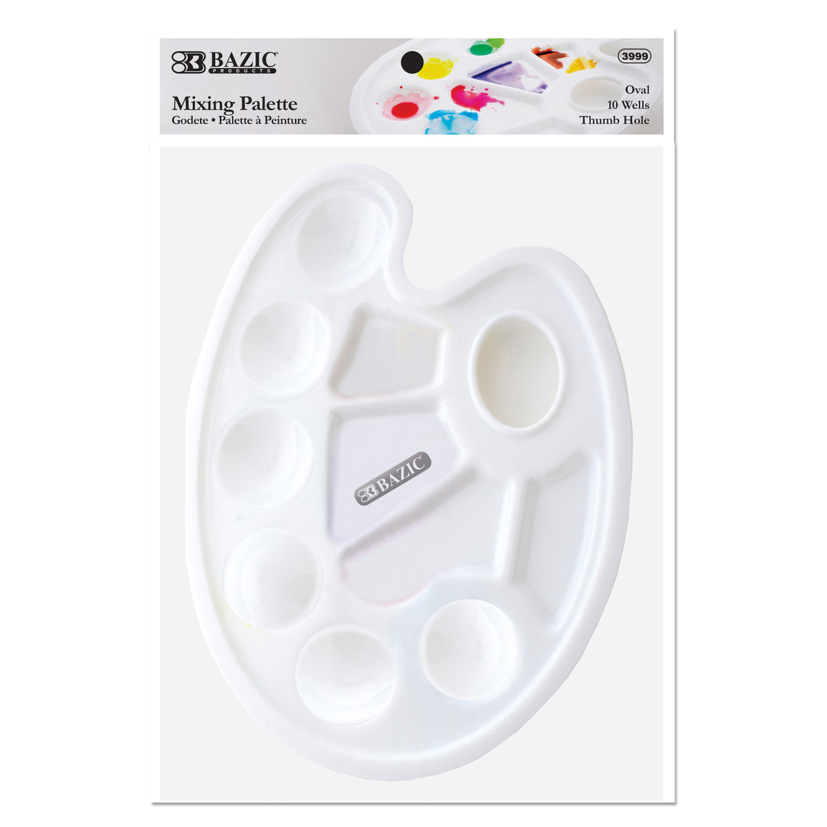 Oval Paint Mixing Palette with Thumb Hole, 10 Wells