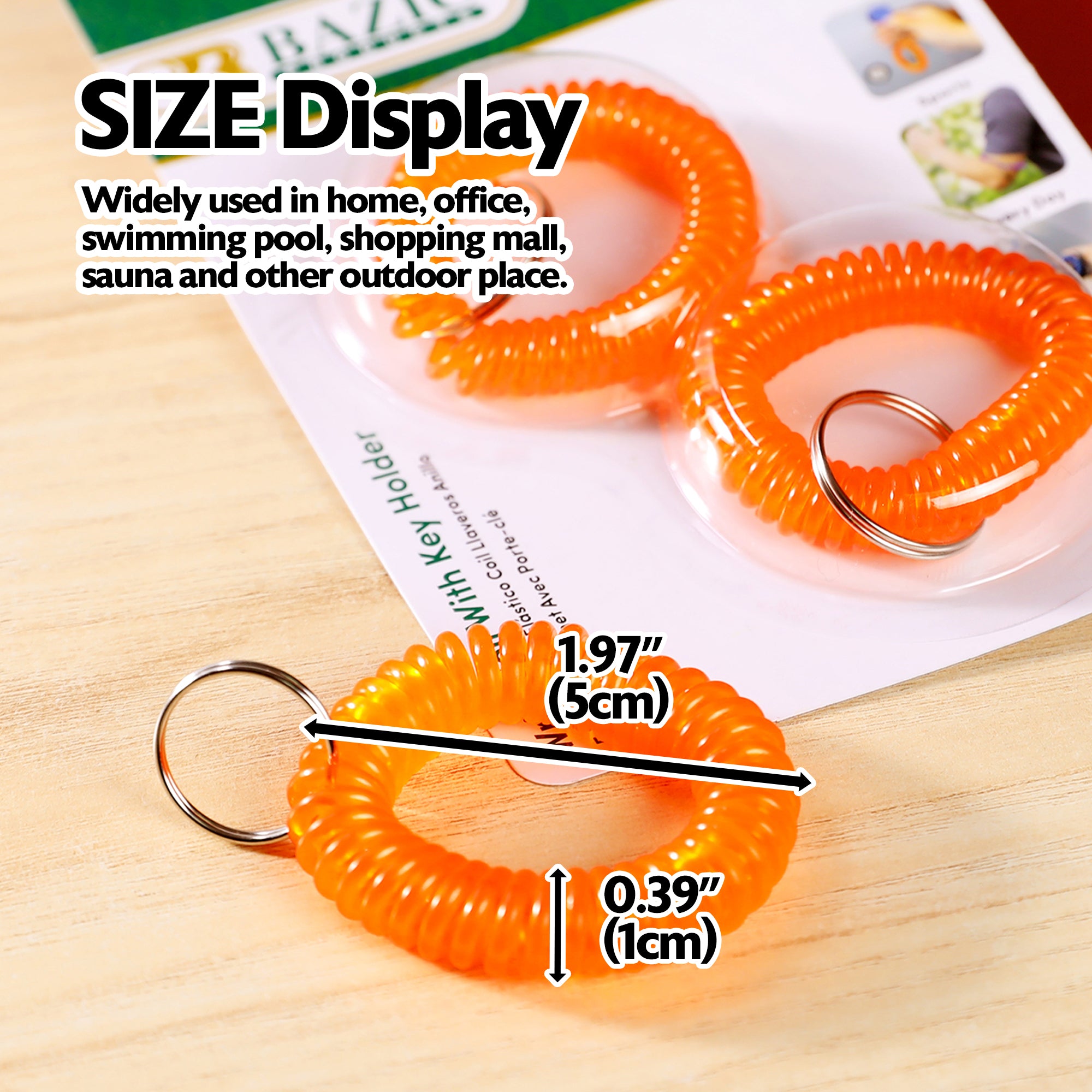 Wrist Coil Keychains with Key Rings, Assorted Colors, 2 Pack