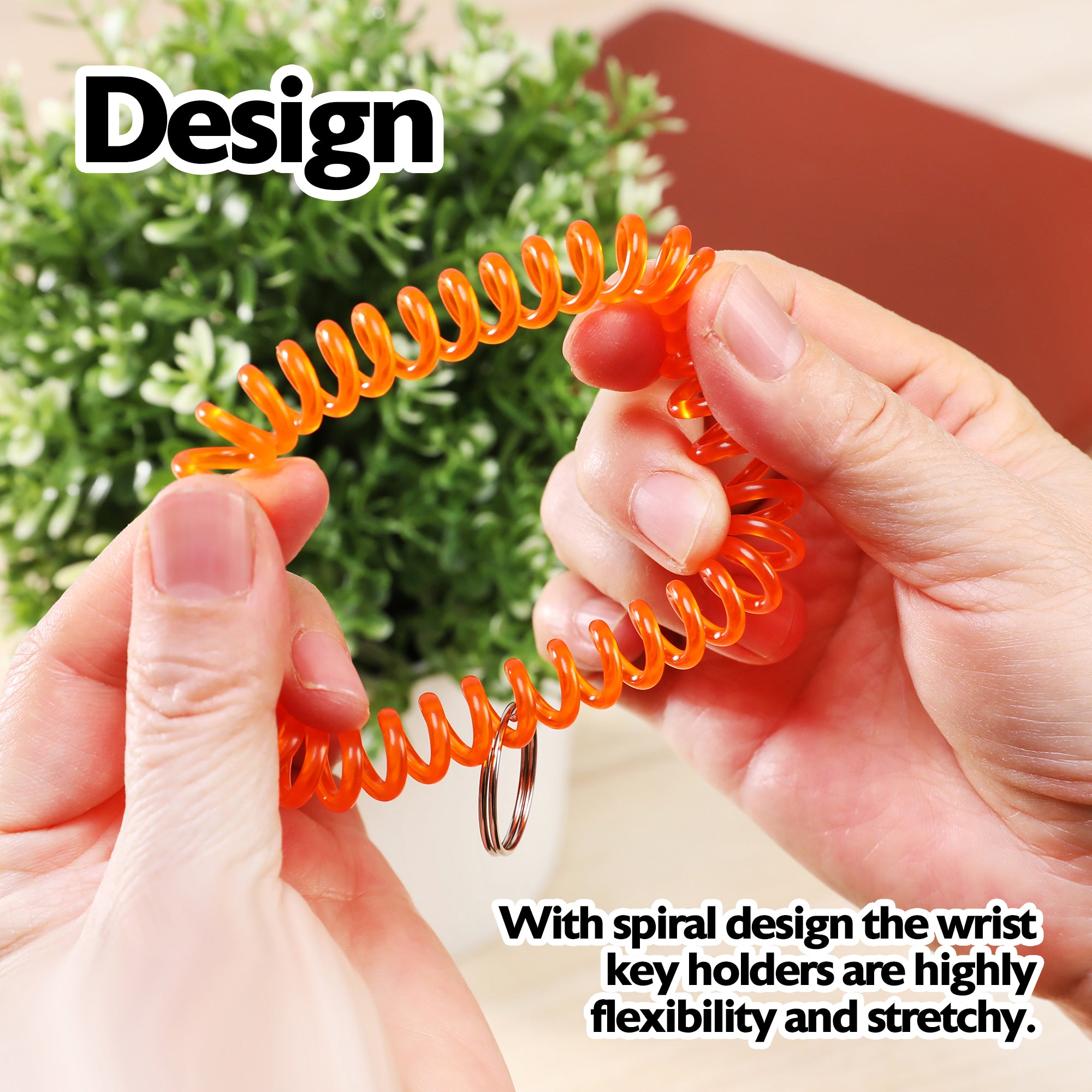 Wrist Coil Keychains with Key Rings, Assorted Colors, 2 Pack