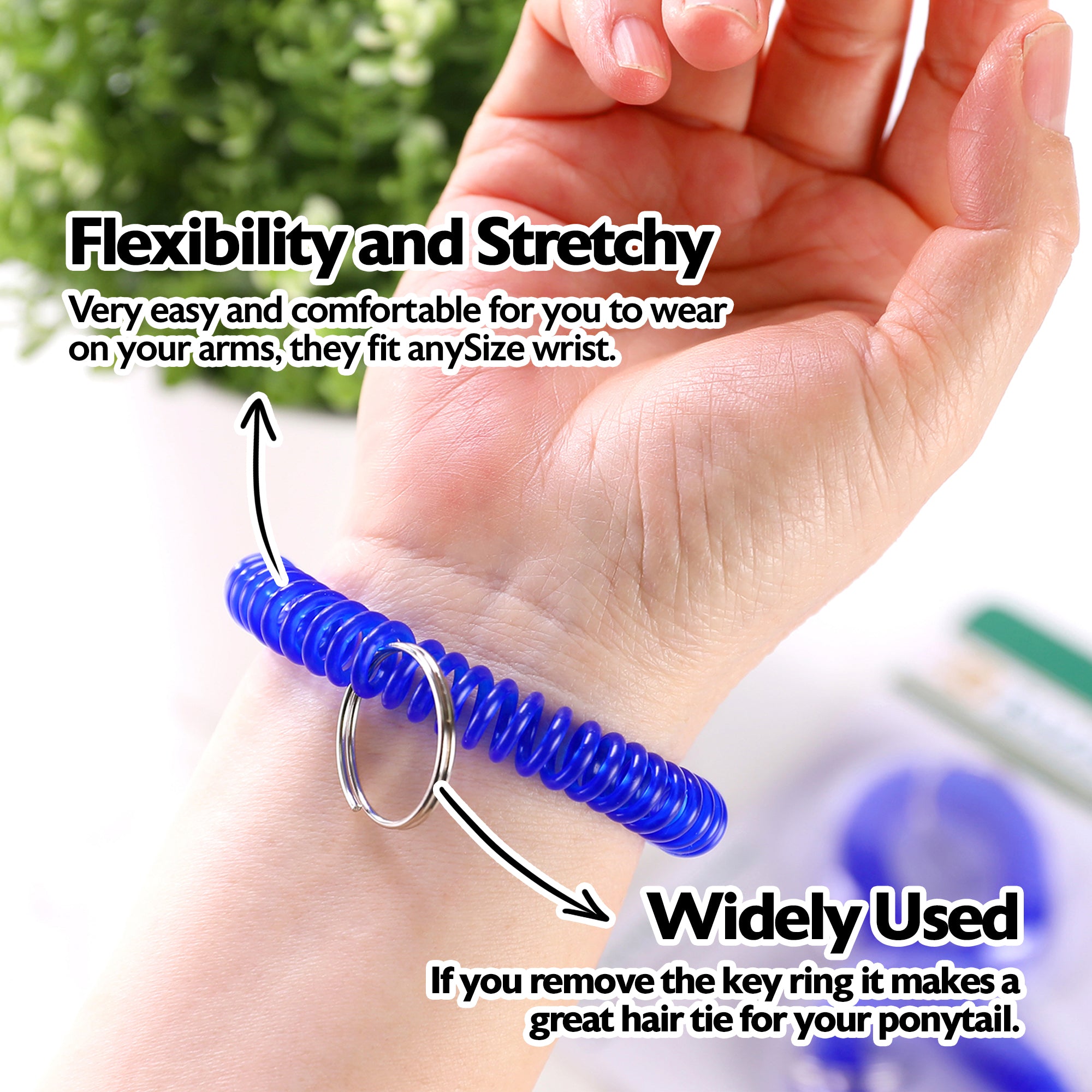 Wrist Coil Keychains with Key Rings, Assorted Colors, 2 Pack