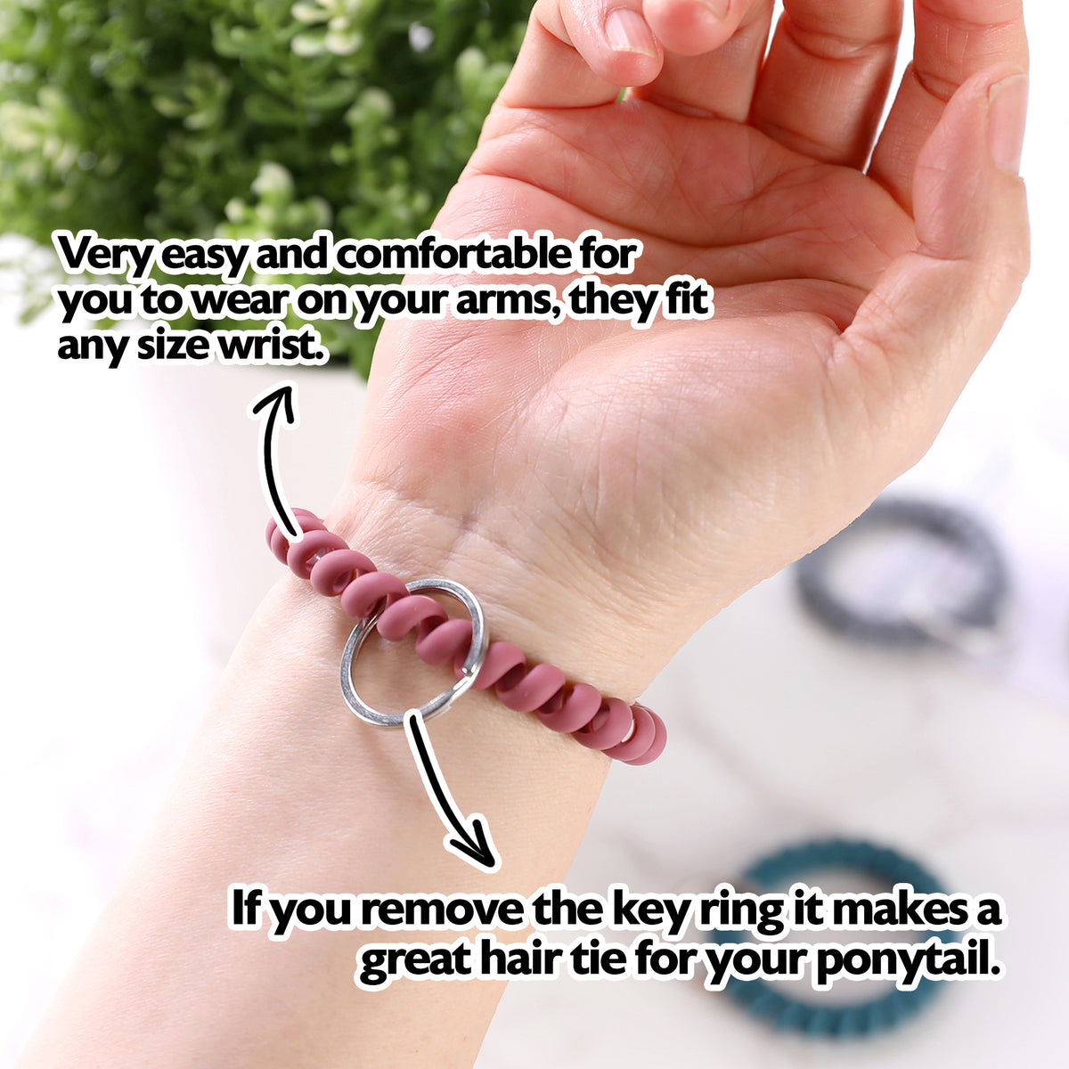 Wrist Coil Keychains with Key Ring
