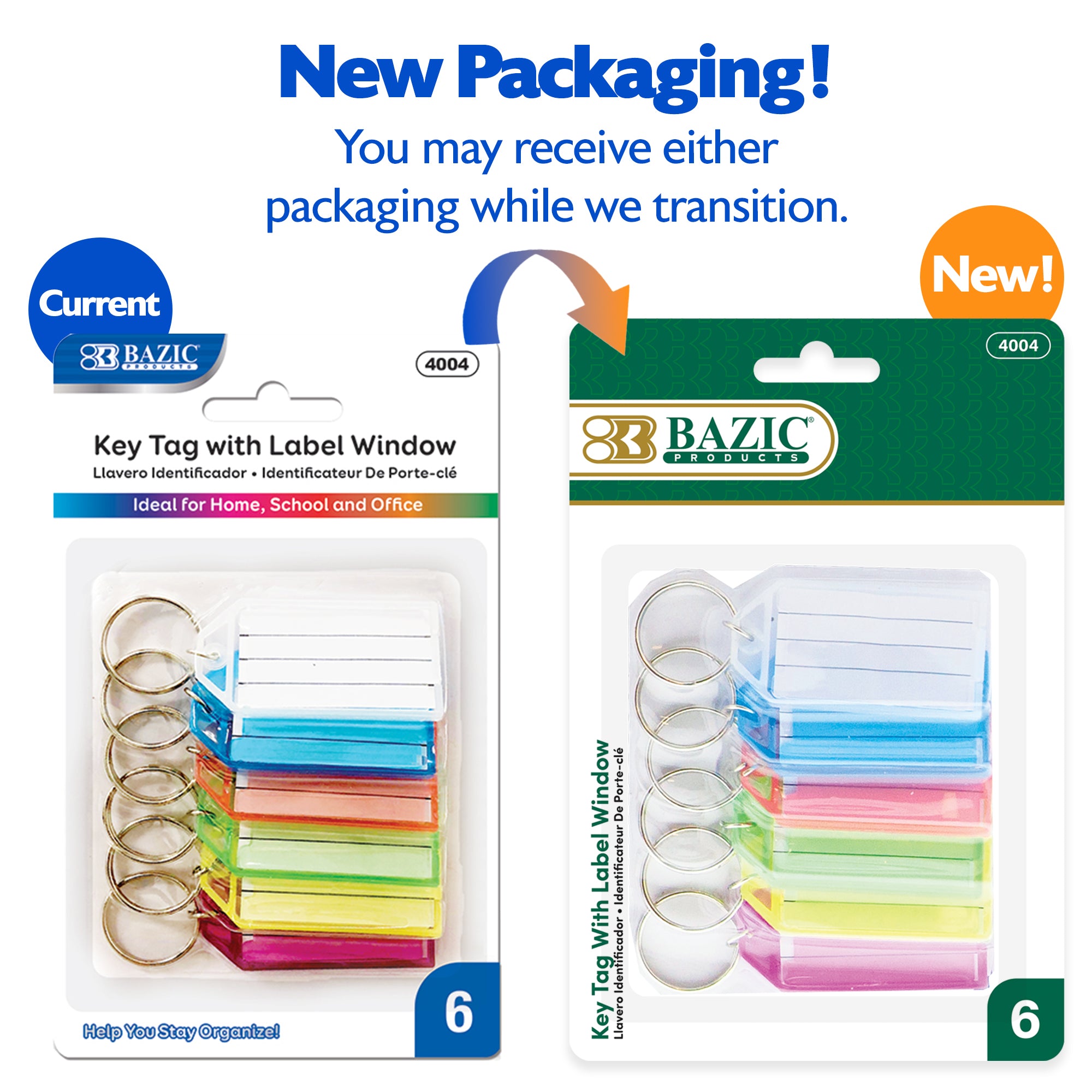 Key Tags with Holder & Label Window (6/Pack)