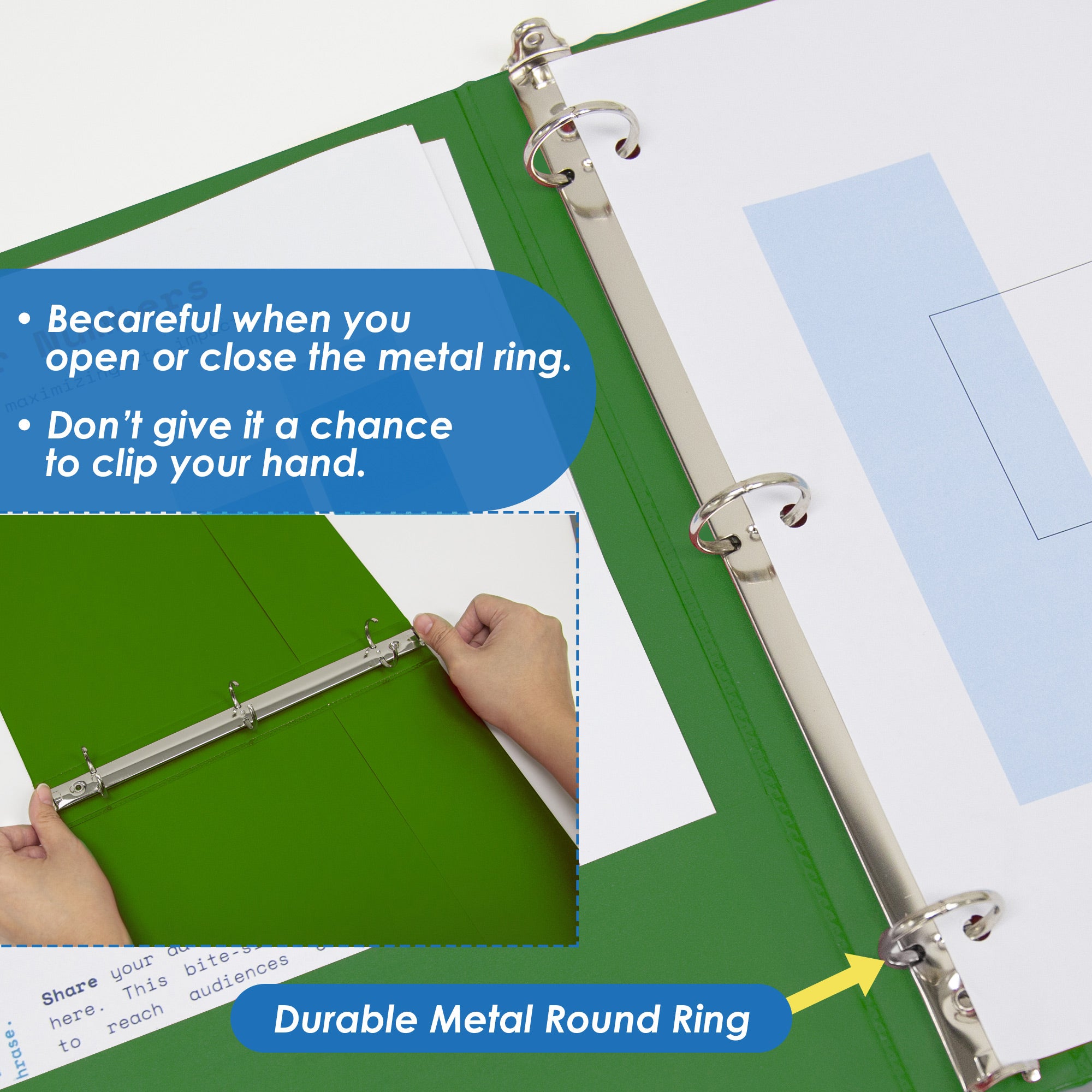 1/2 in Green 3-Ring View Binder, 2 Pockets