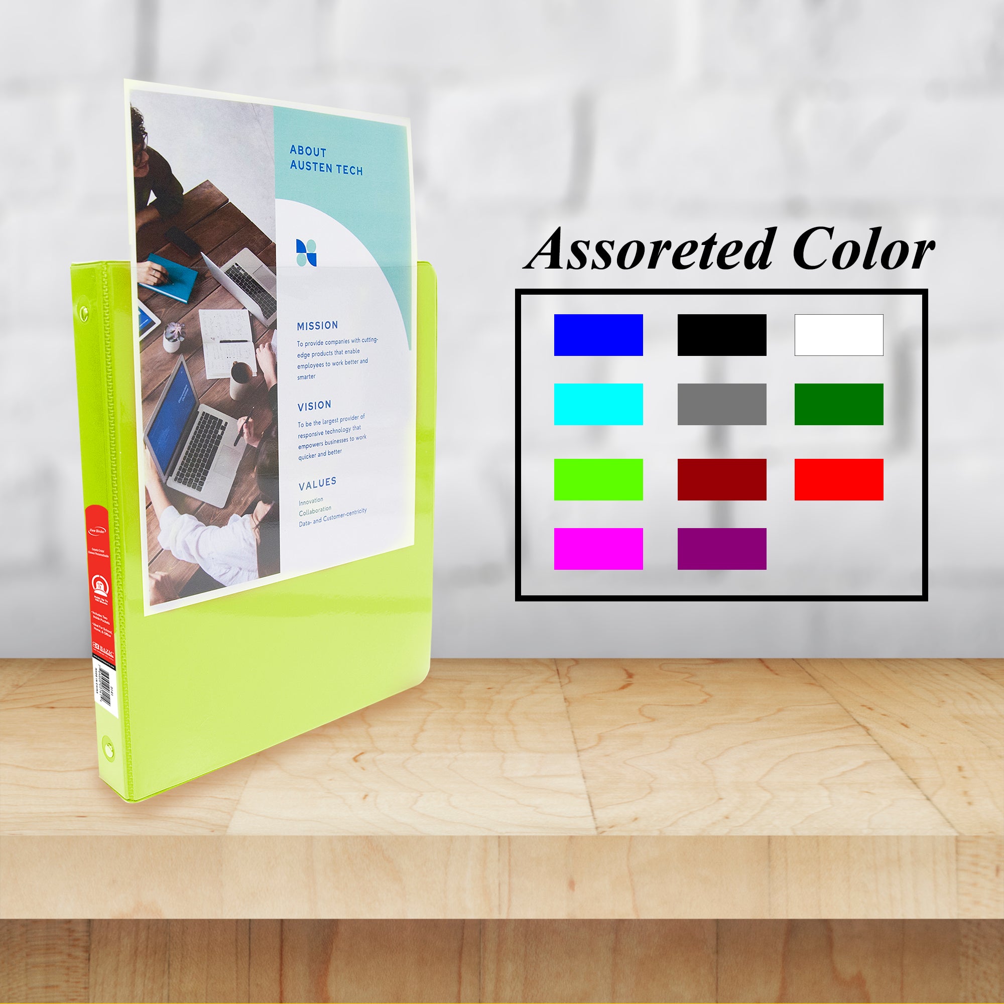 Lime Green 0.5 Inch View Binder, 3 Ring, Holds 100 Sheets