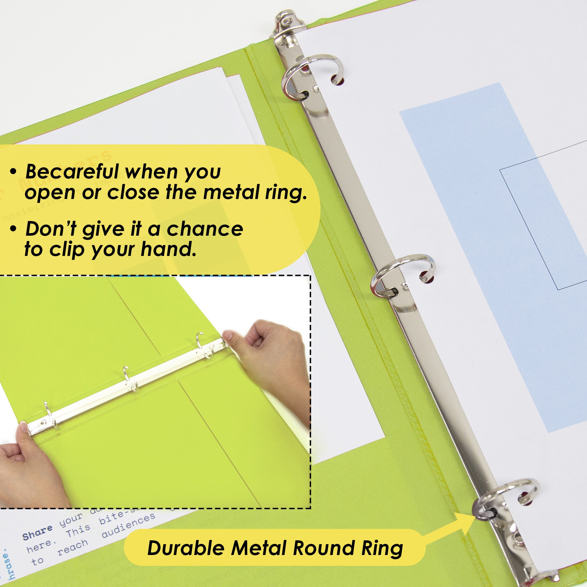 1/2 in Lime Green 3-Ring View Binder, 2 Pockets