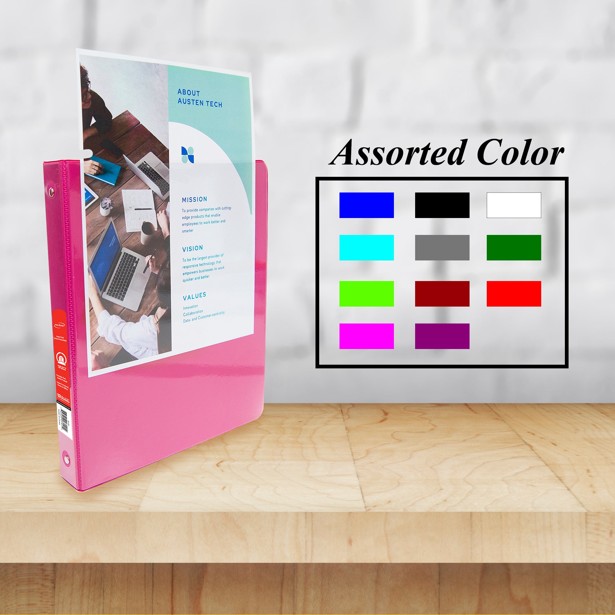 0.5 Inch Binder, Pink View Binder, 3 Ring, Holds 100 Sheets