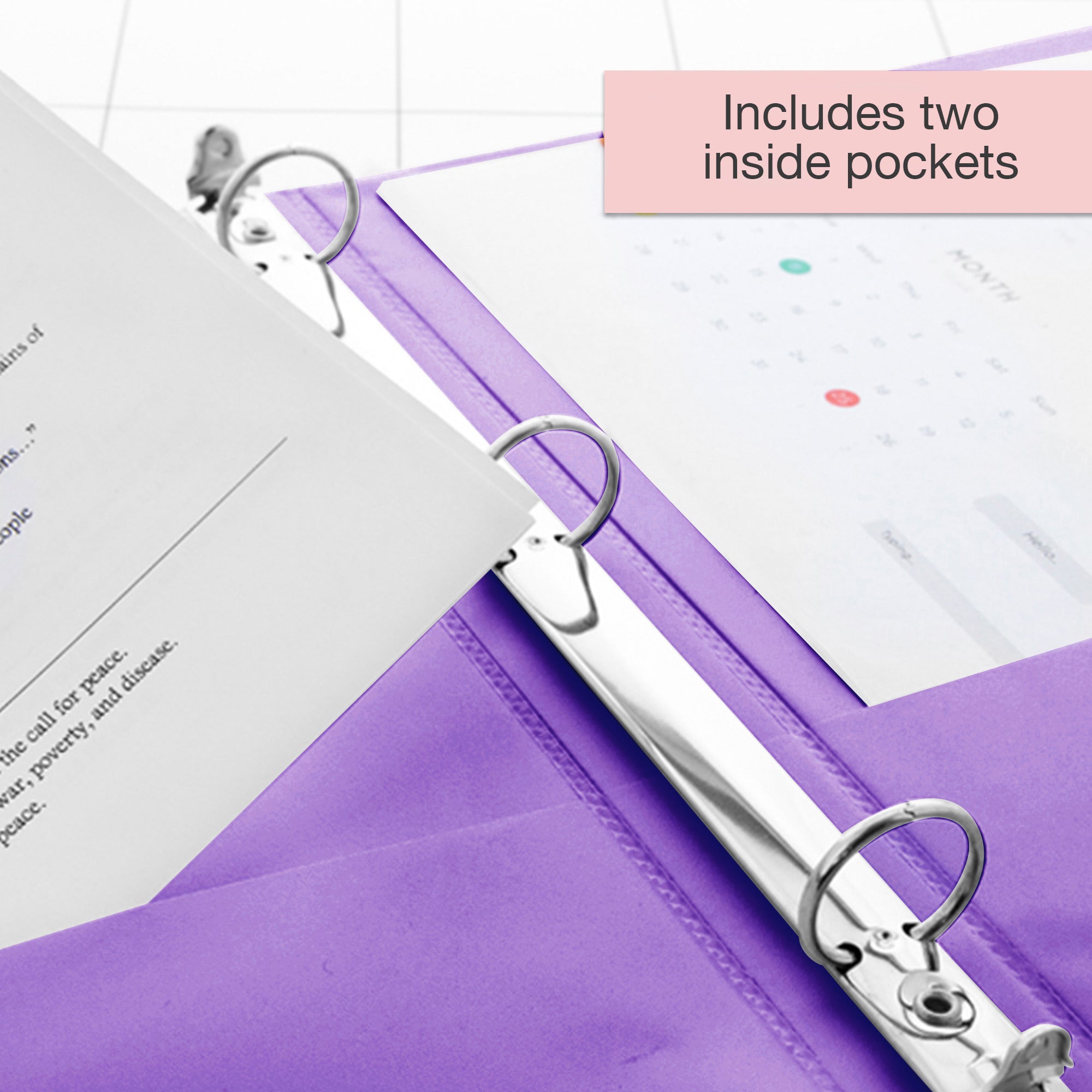 Purple 0.5 Inch View Binder, 3 Ring, Holds 100 Sheets