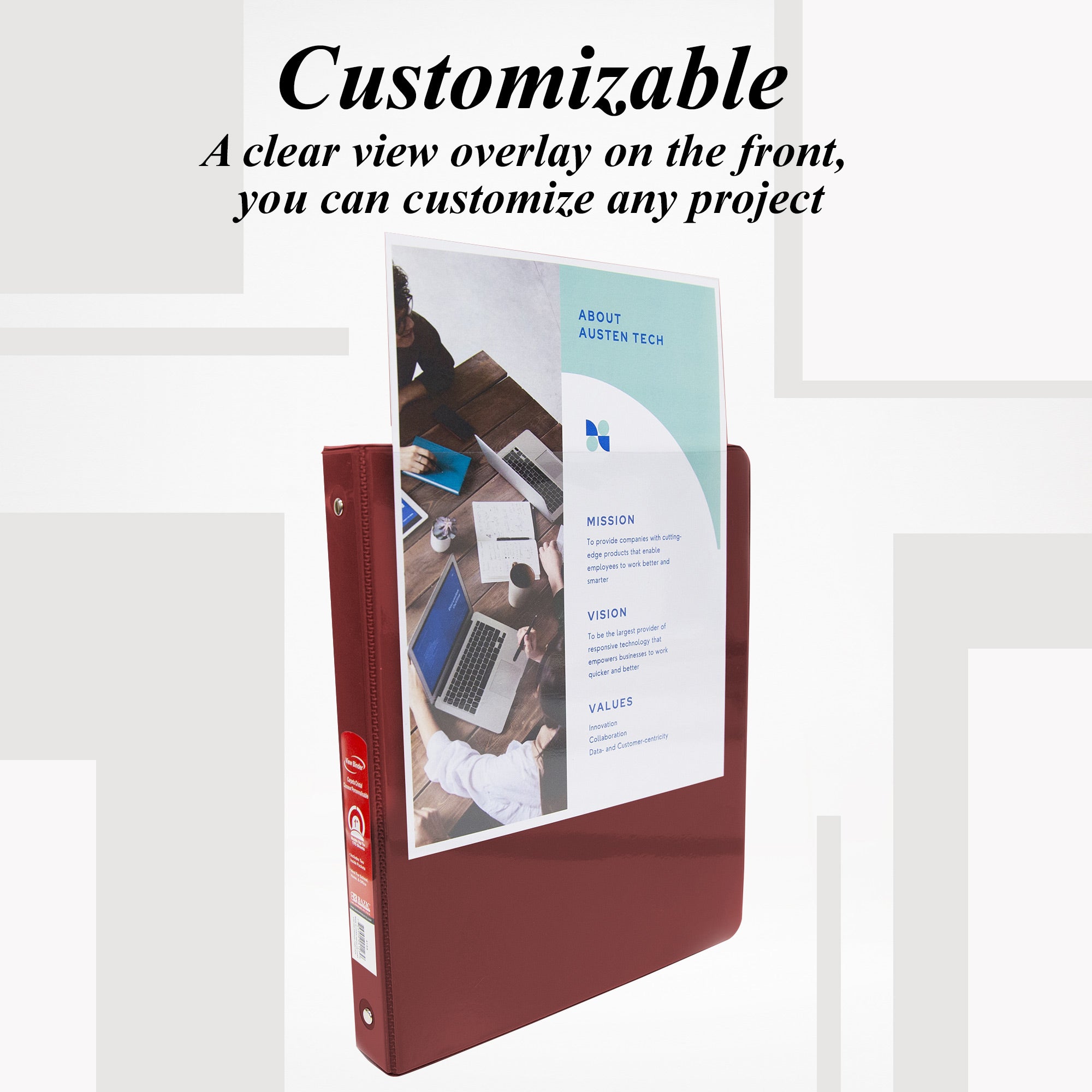 1 Inch Burgundy View Binder, 3 Ring, Holds 175 Sheets