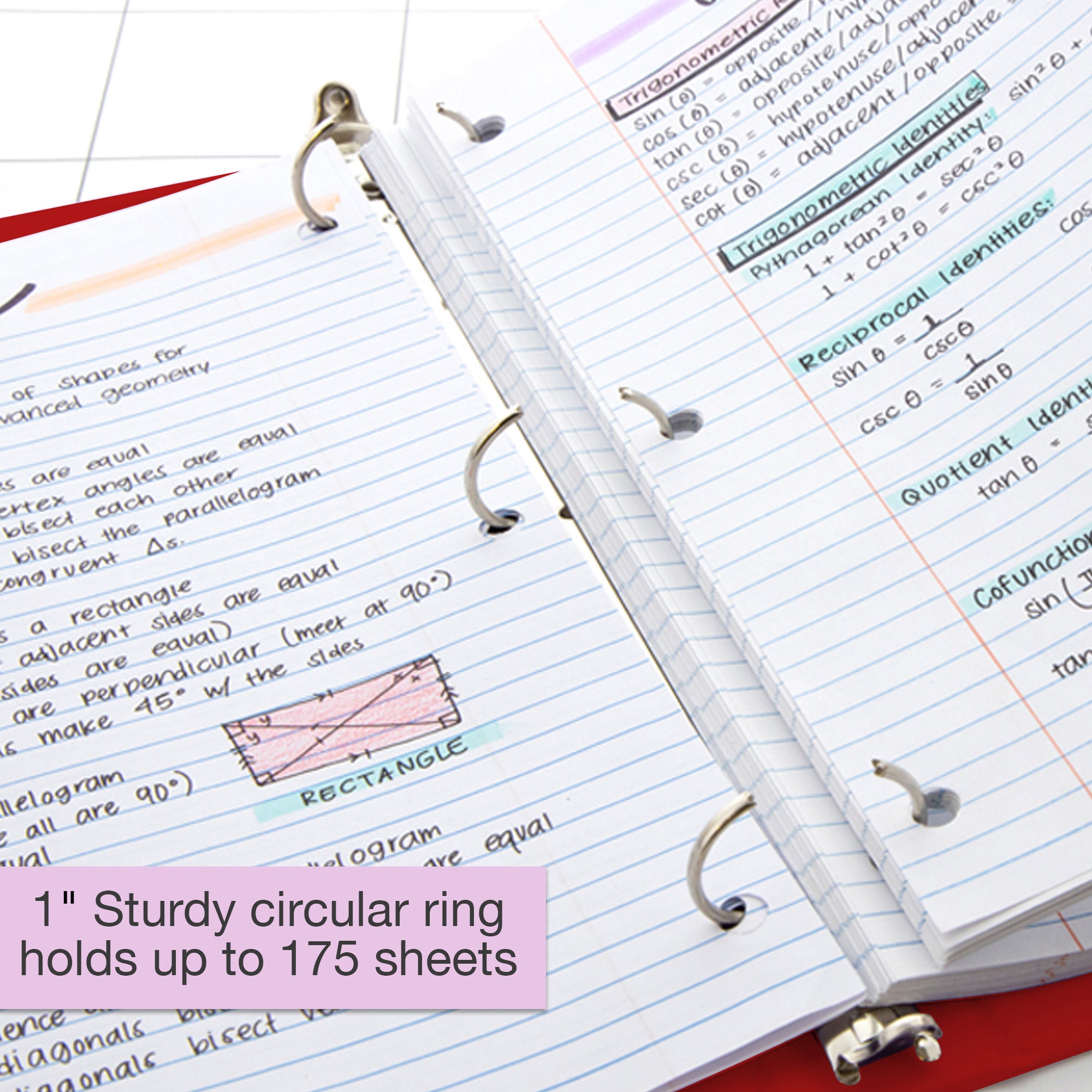 1 Inch Burgundy View Binder, 3 Ring, Holds 175 Sheets
