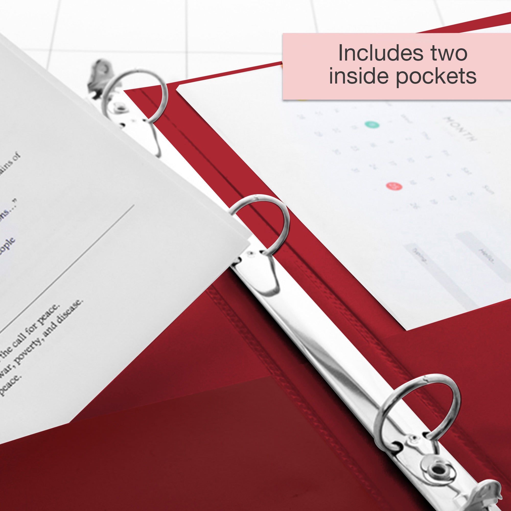 1 Inch Burgundy View Binder, 3 Ring, Holds 175 Sheets