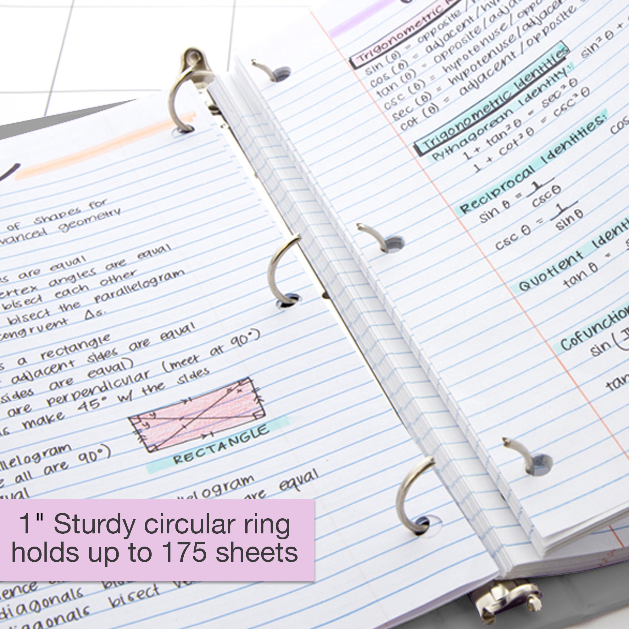1 Inch Binder, Gray View Binder, 3 Ring, Holds 175 Sheets