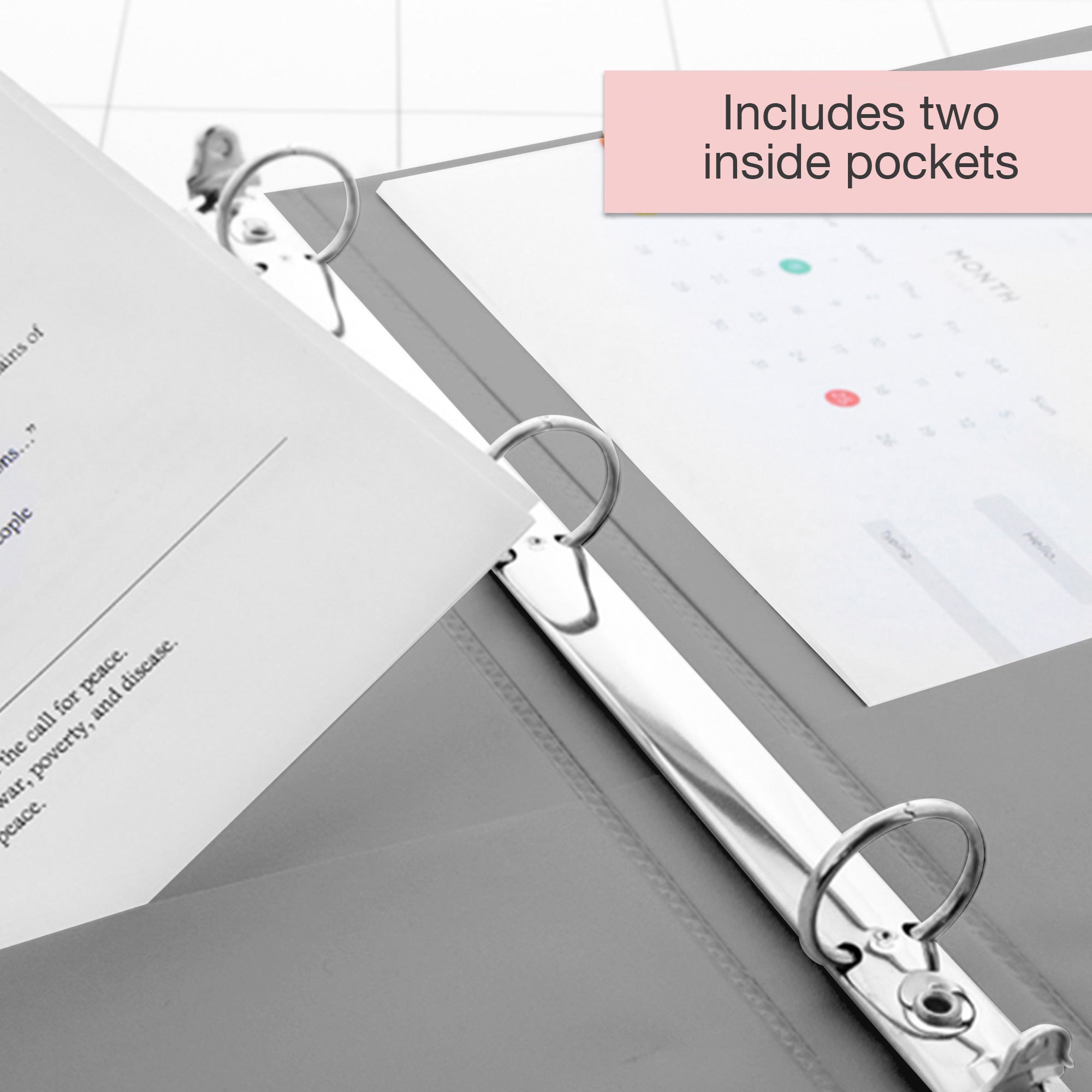 1 Inch Binder, Gray View Binder, 3 Ring, Holds 175 Sheets