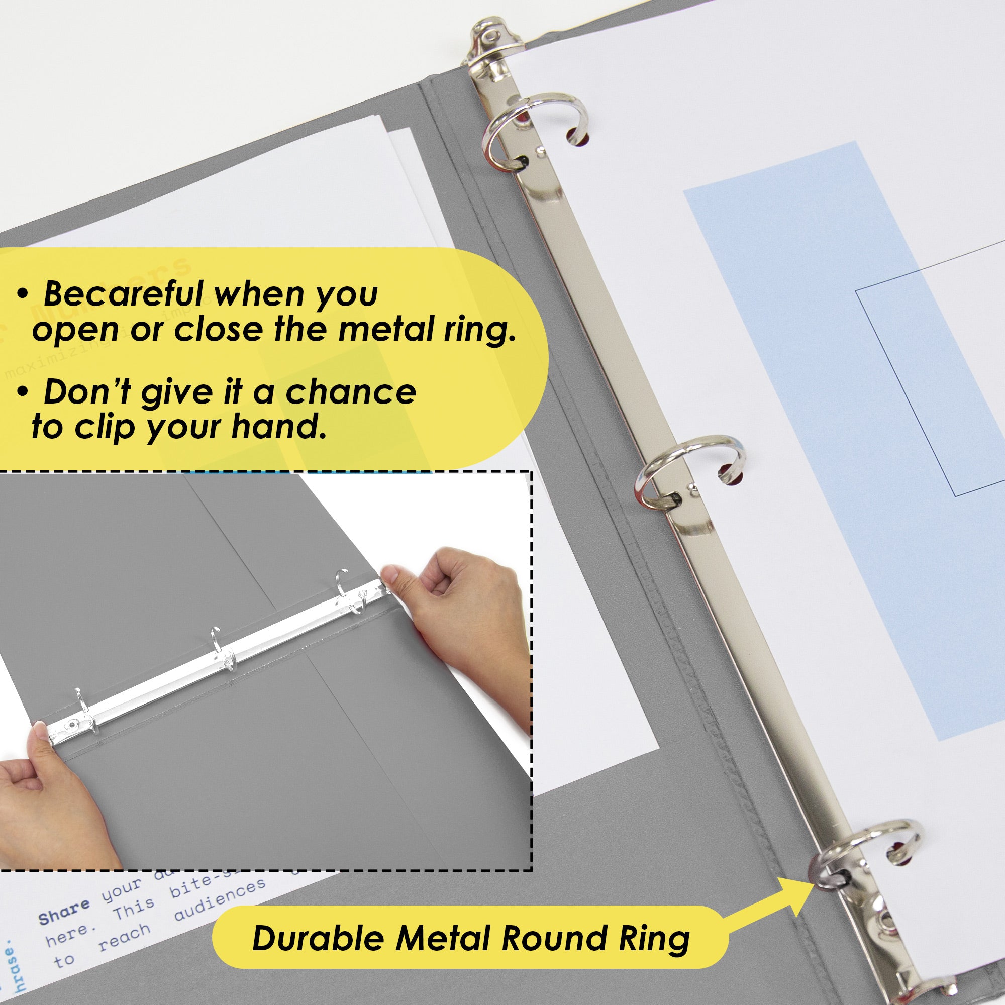 1 Inch Binder, Gray View Binder, 3 Ring, Holds 175 Sheets