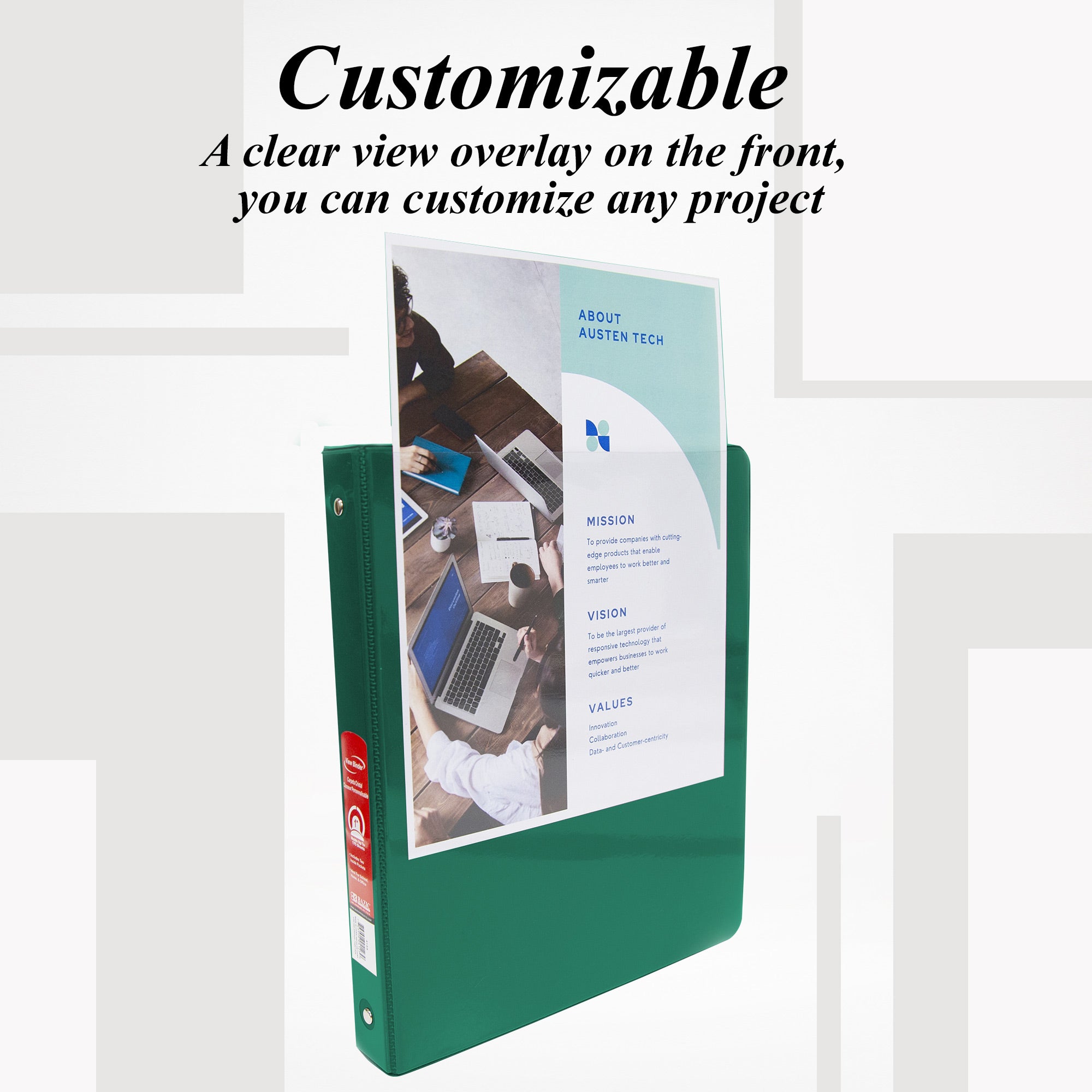 1 Inch Green View Binder, Holds 175 Sheets, 2 Pockets