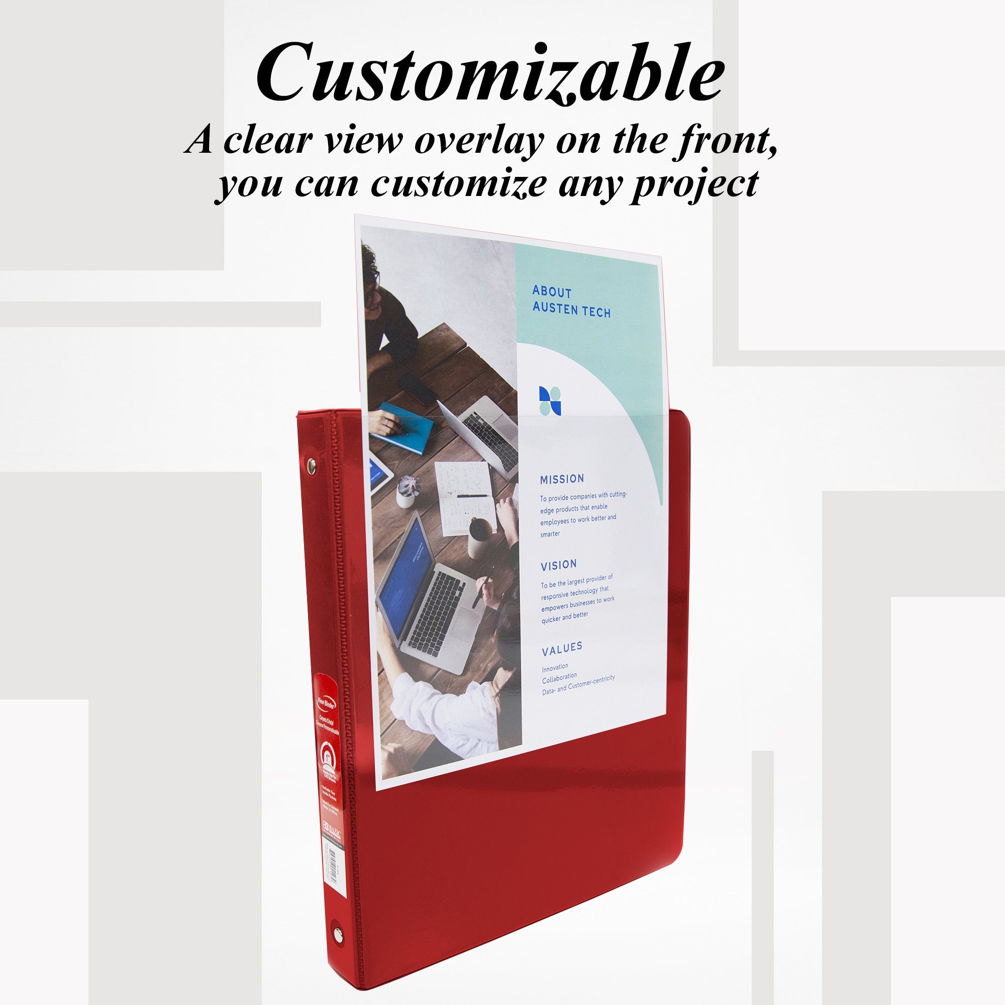 1 Inch Red View Binder, 3 Ring, Holds 175 Sheets