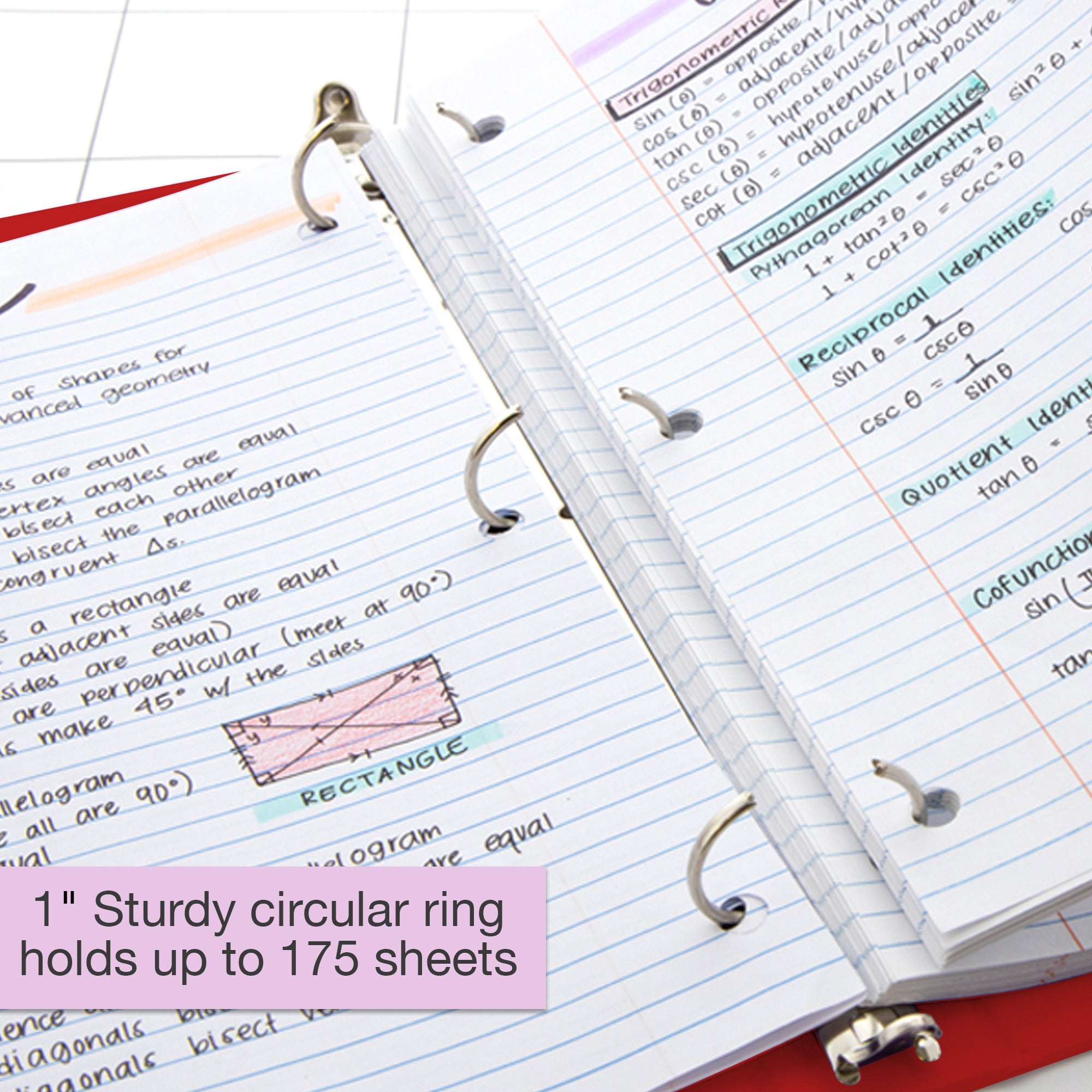 1 Inch Red View Binder, 3 Ring, Holds 175 Sheets