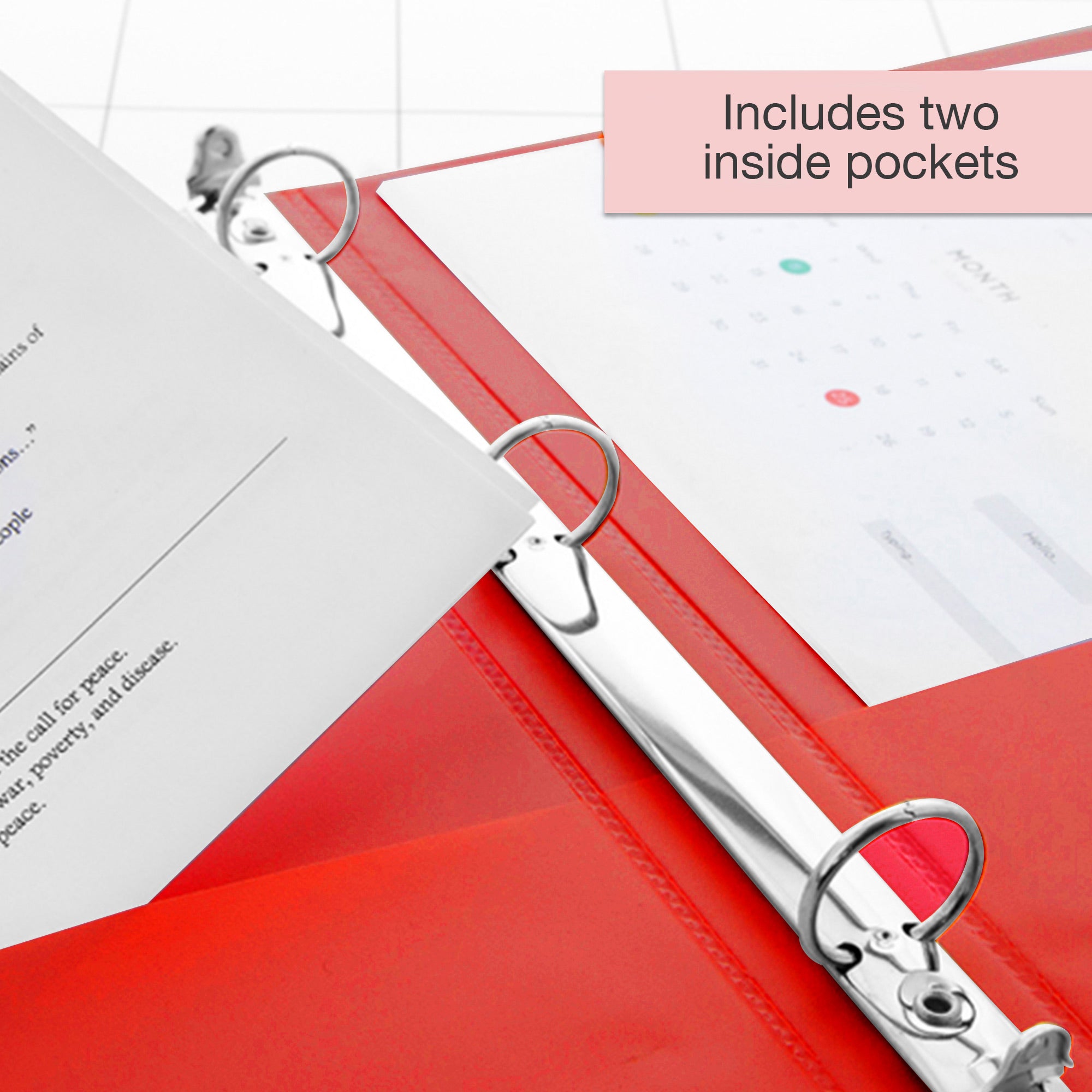1 Inch Red View Binder, 3 Ring, Holds 175 Sheets