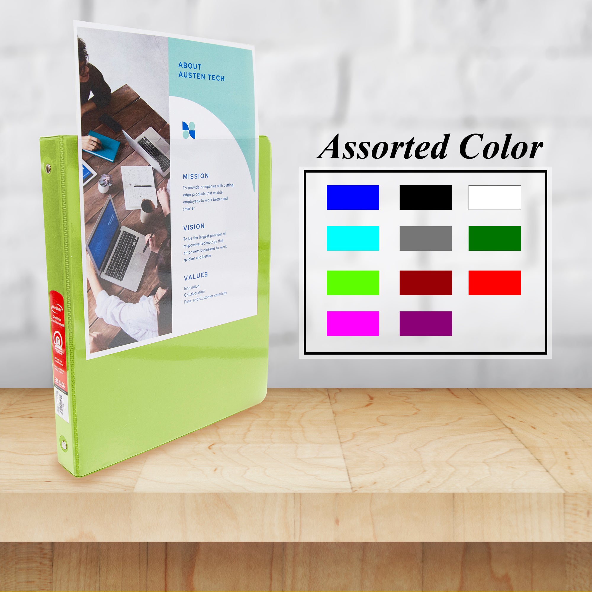 1 Inch Lime Green View Binder, Holds Up to 175 Sheets