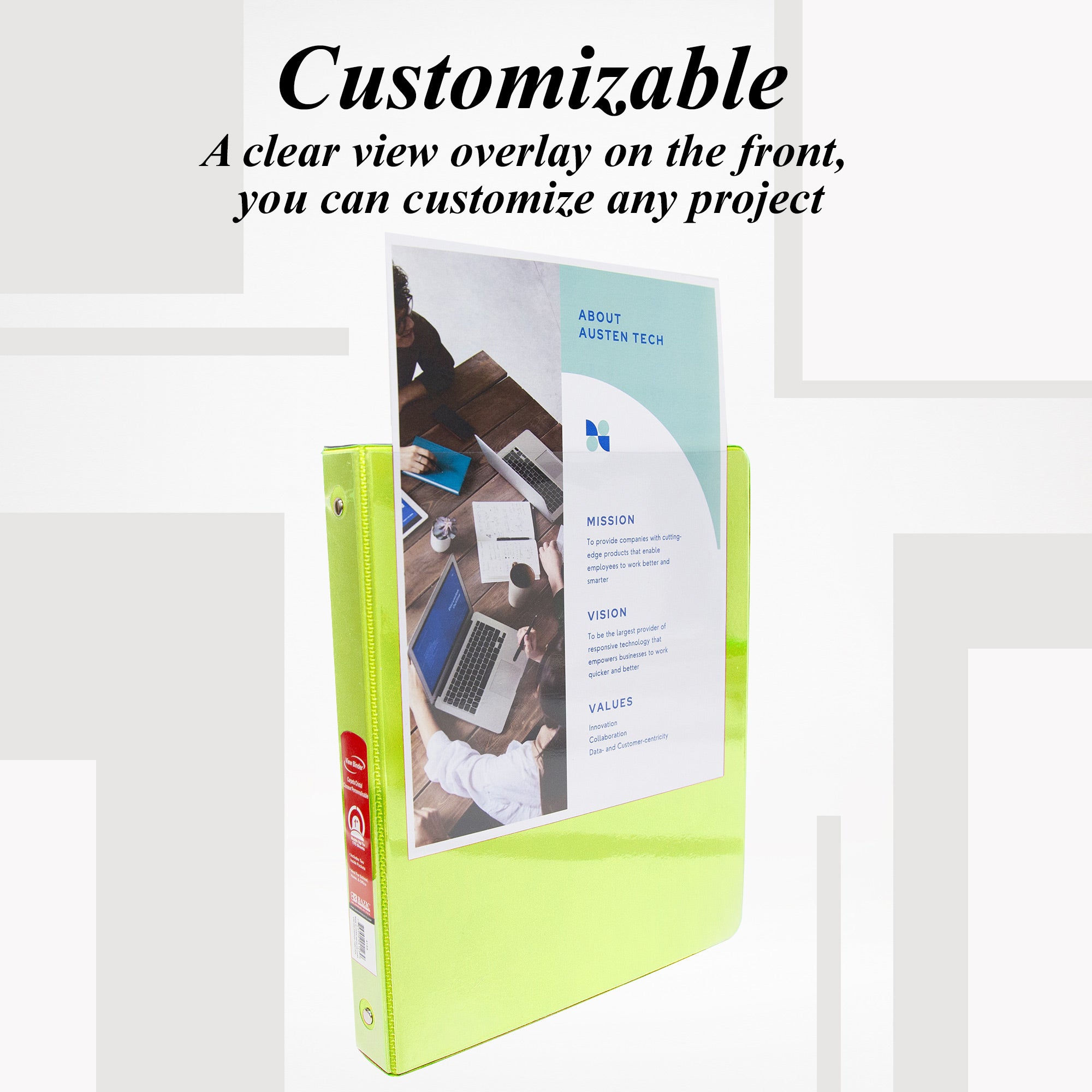 1 Inch Lime Green View Binder, Holds Up to 175 Sheets